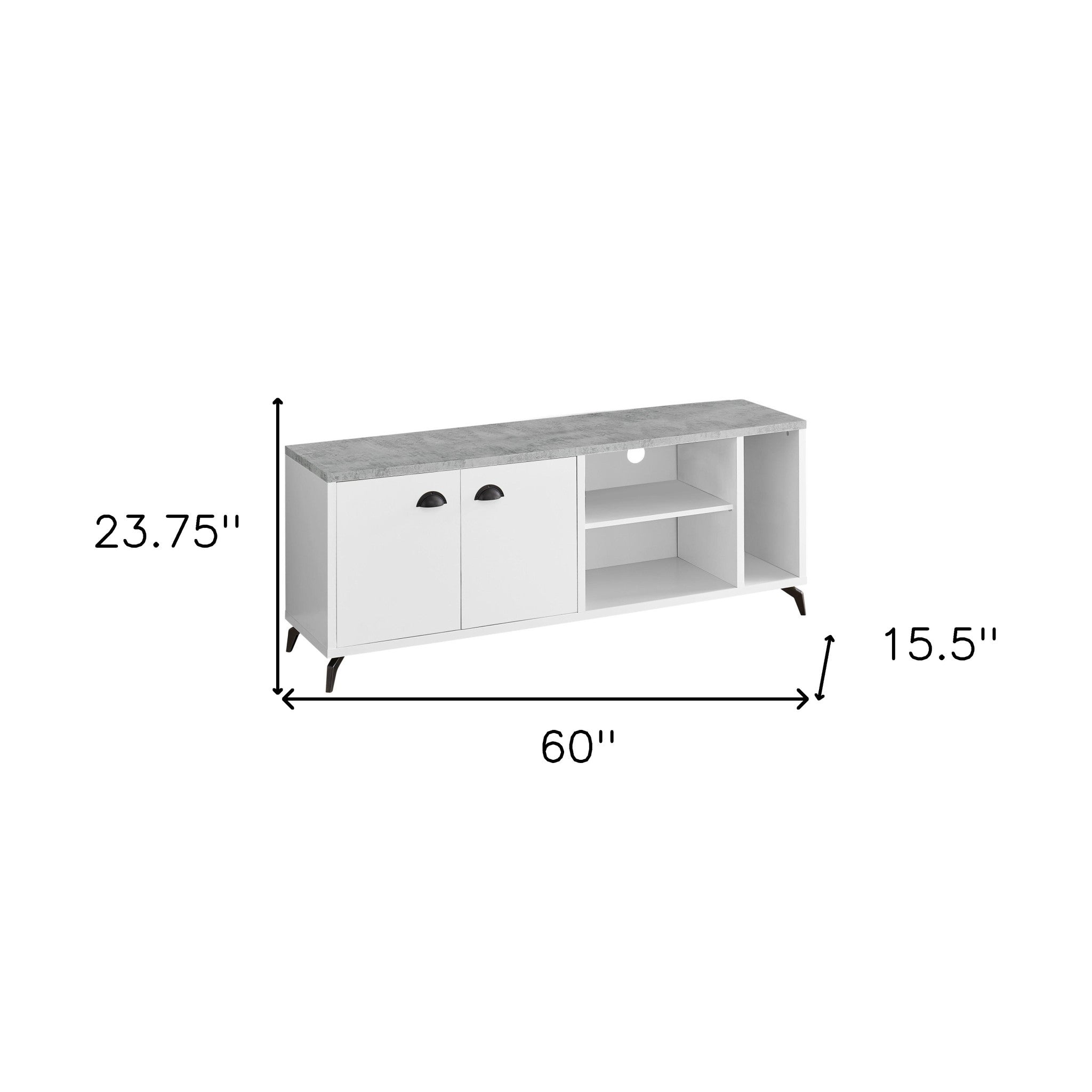 60" White Cabinet Enclosed Storage TV Stand-6