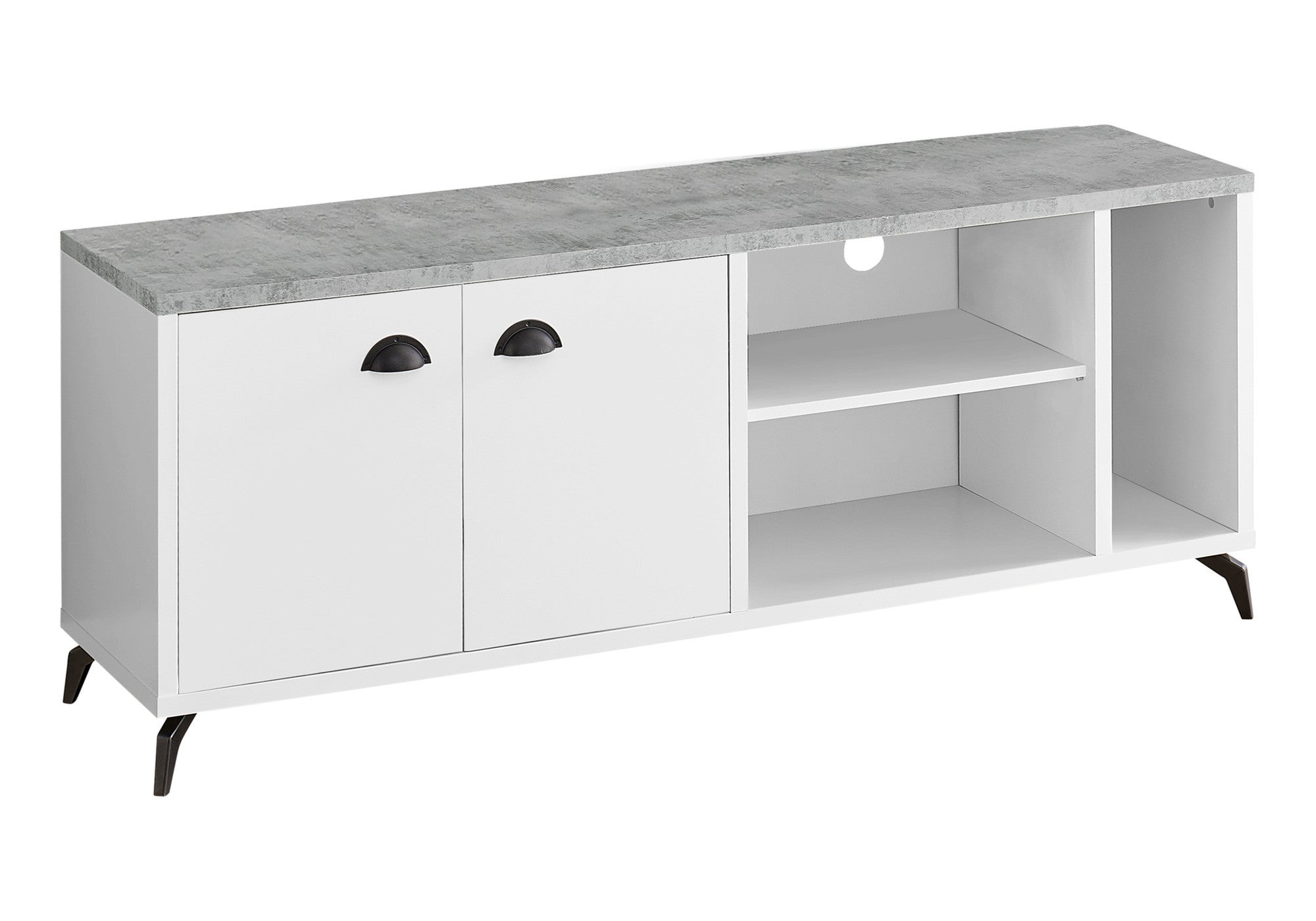 60" White Cabinet Enclosed Storage TV Stand-0