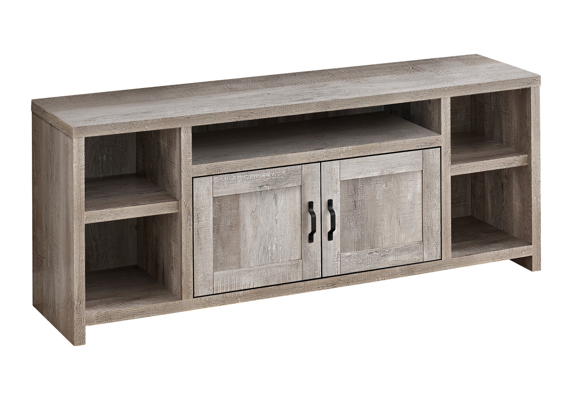 59" Taupe Distressed Wood Enclosed and Open Storage TV Stand-1