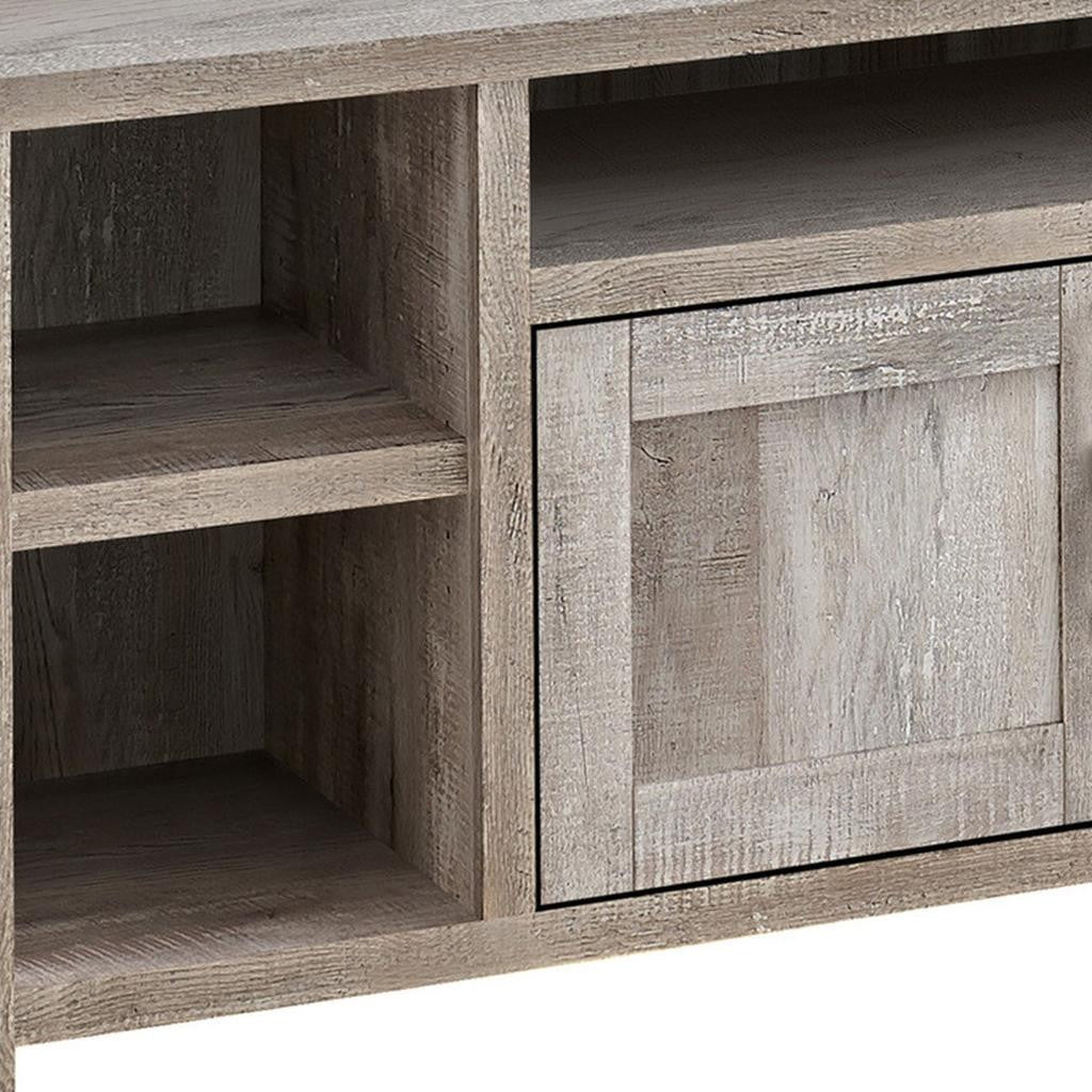 59" Taupe Distressed Wood Enclosed and Open Storage TV Stand-3