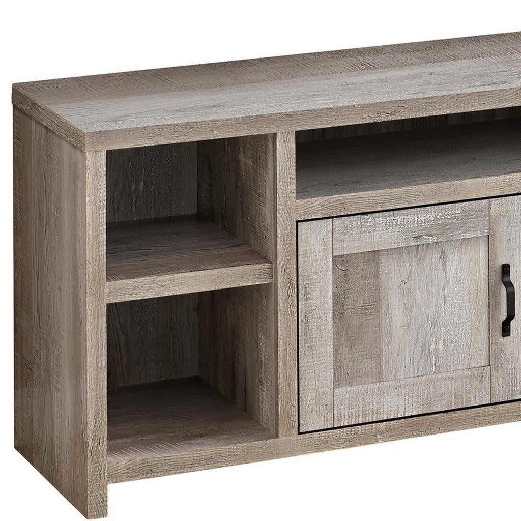 59" Taupe Distressed Wood Enclosed and Open Storage TV Stand-2