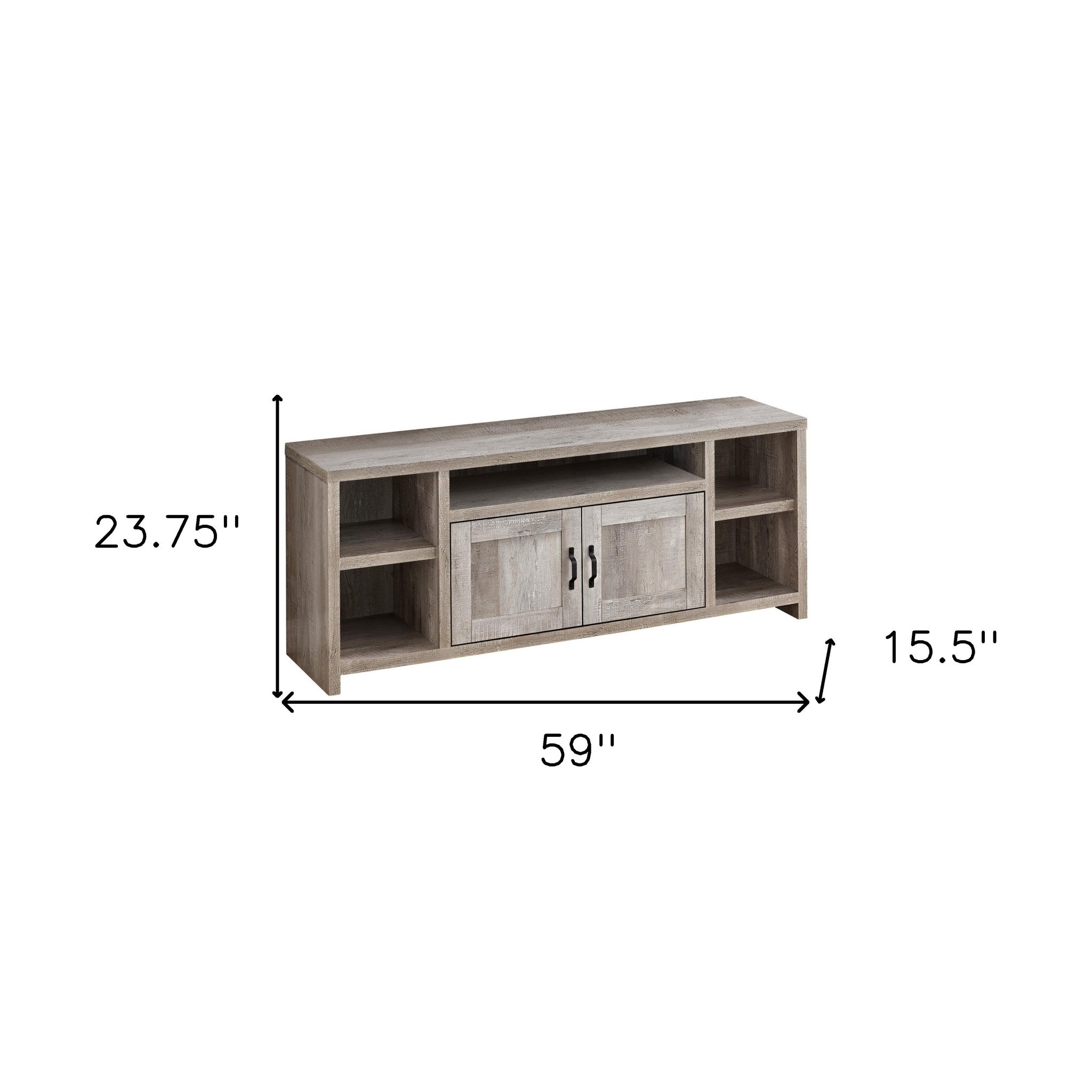 59" Taupe Distressed Wood Enclosed and Open Storage TV Stand-5