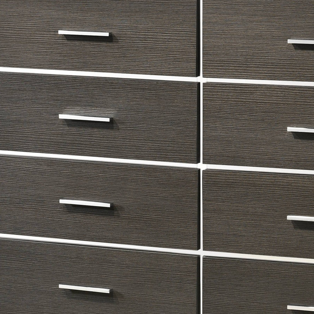 57" Gray Solid and Manufactured Wood Eight Drawer Double Dresser-5