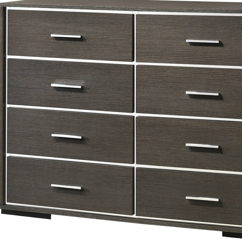 57" Gray Solid and Manufactured Wood Eight Drawer Double Dresser-4