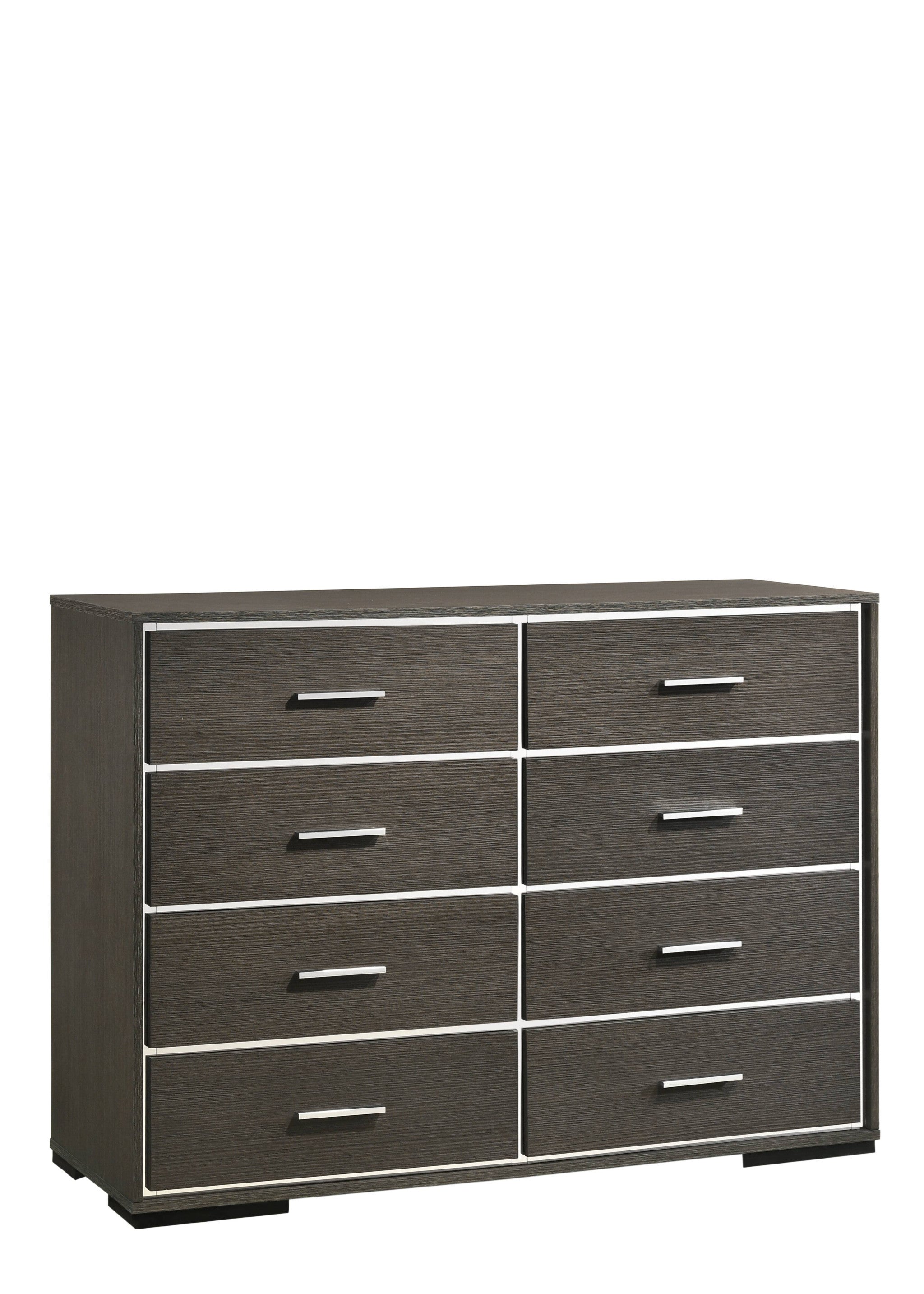 57" Gray Solid and Manufactured Wood Eight Drawer Double Dresser-2