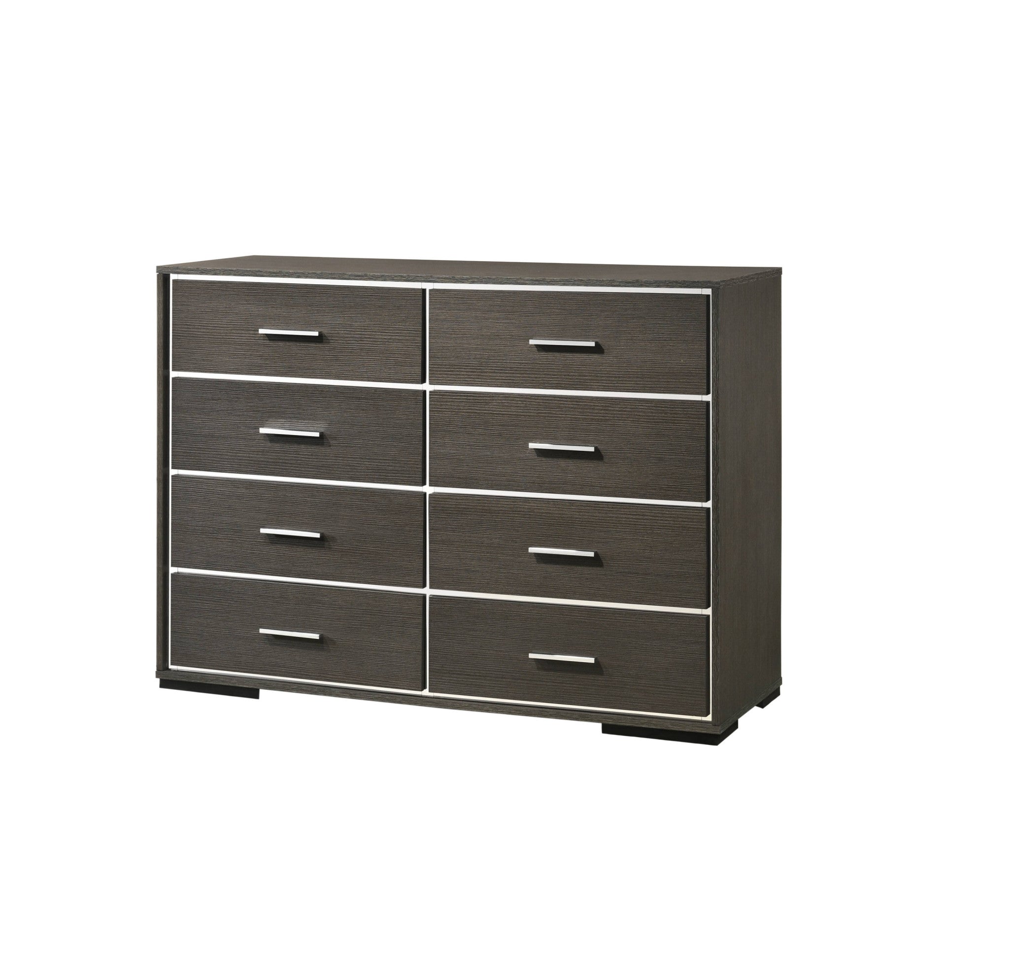 57" Gray Solid and Manufactured Wood Eight Drawer Double Dresser-3
