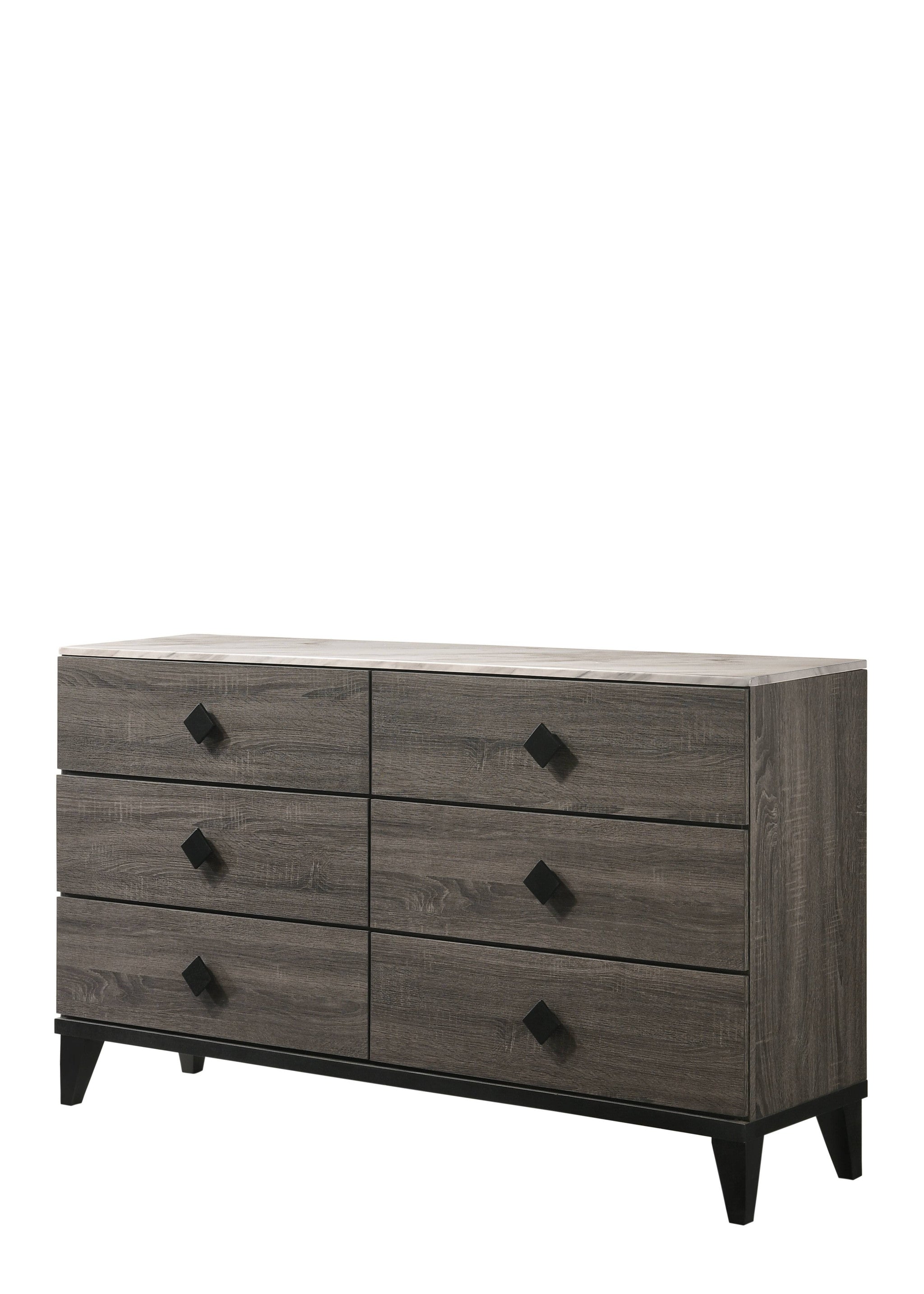 61" Gray Solid and Manufactured Wood Six Drawer Double Dresser-0