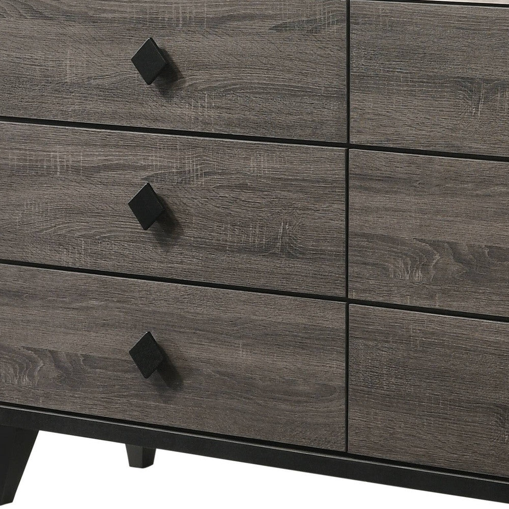 61" Gray Solid and Manufactured Wood Six Drawer Double Dresser-5