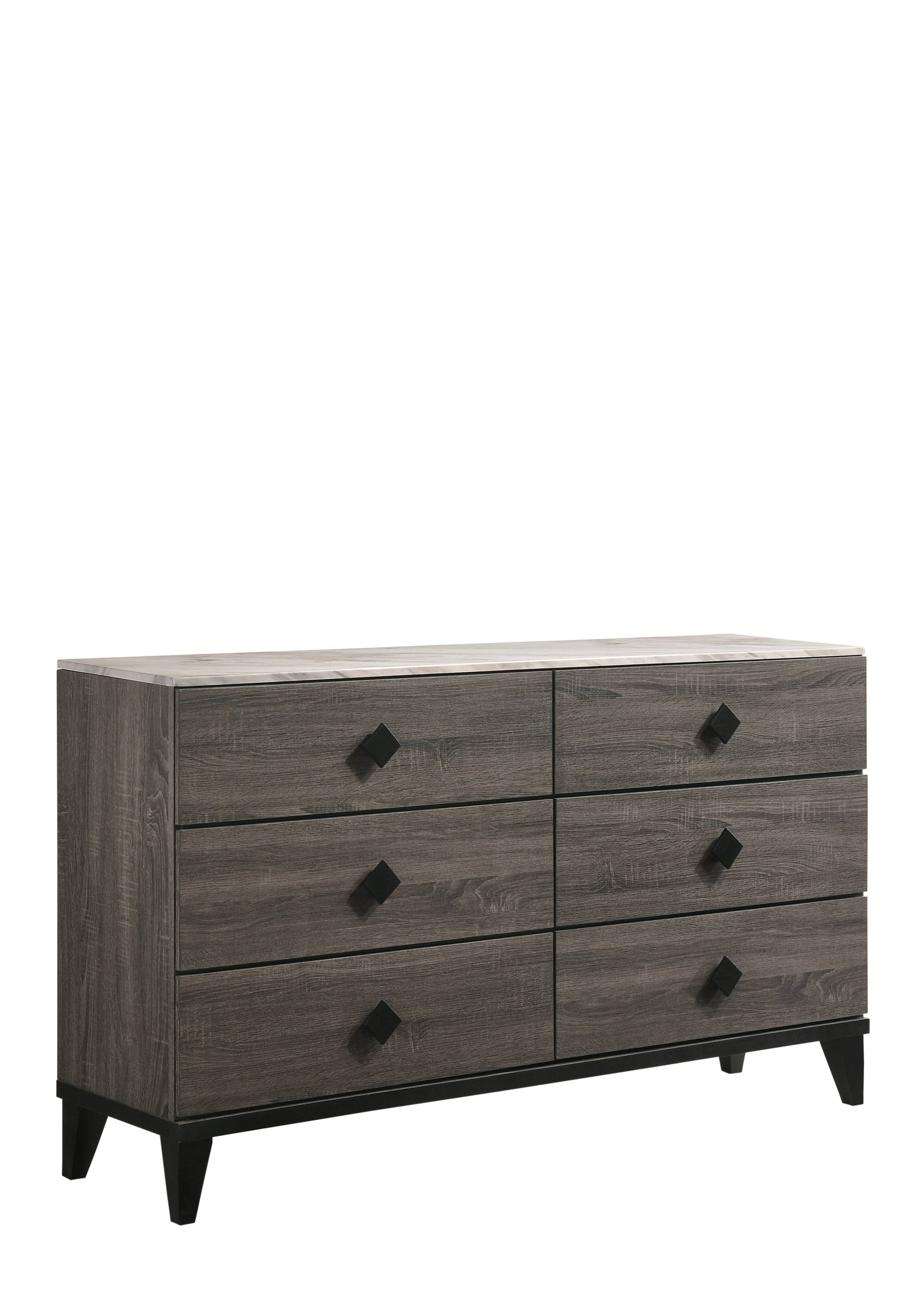 61" Gray Solid and Manufactured Wood Six Drawer Double Dresser-3