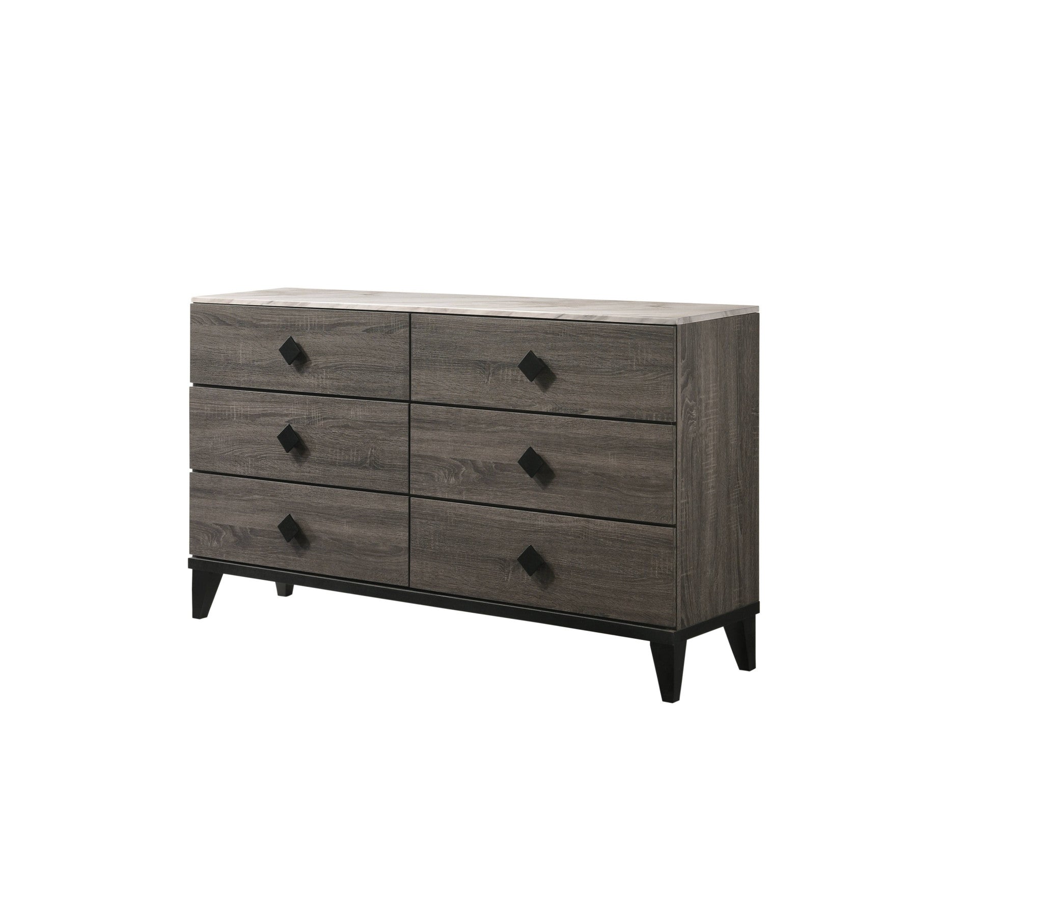 61" Gray Solid and Manufactured Wood Six Drawer Double Dresser-4