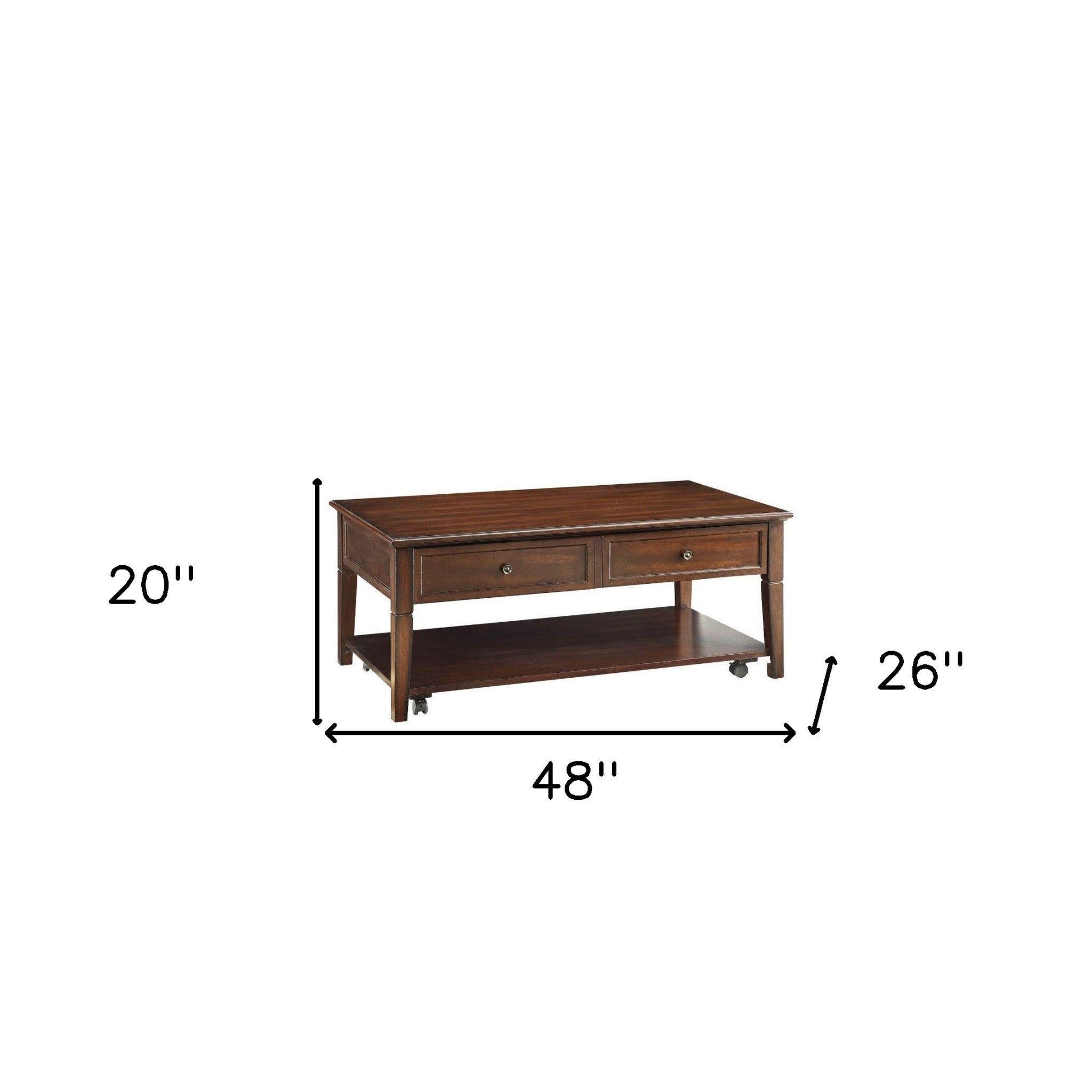48" Brown Wood Lift Top Coffee Table With Shelf-4