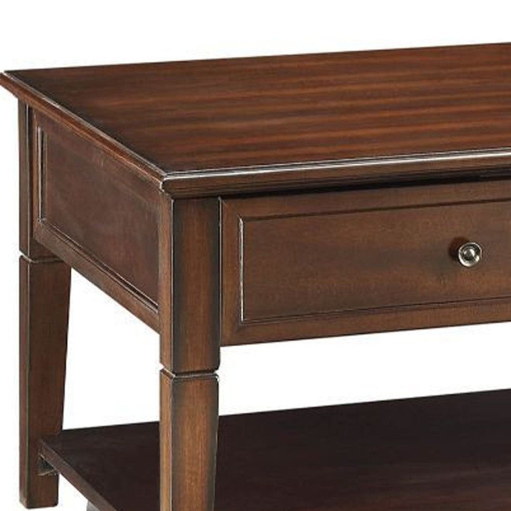 48" Brown Wood Lift Top Coffee Table With Shelf-2