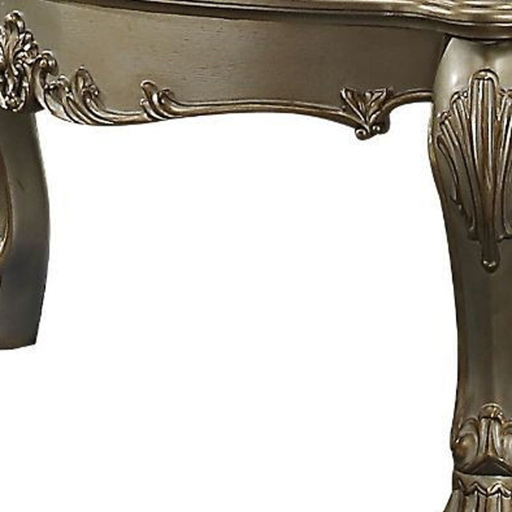 54" Gold and Bone Wood Coffee Table-4