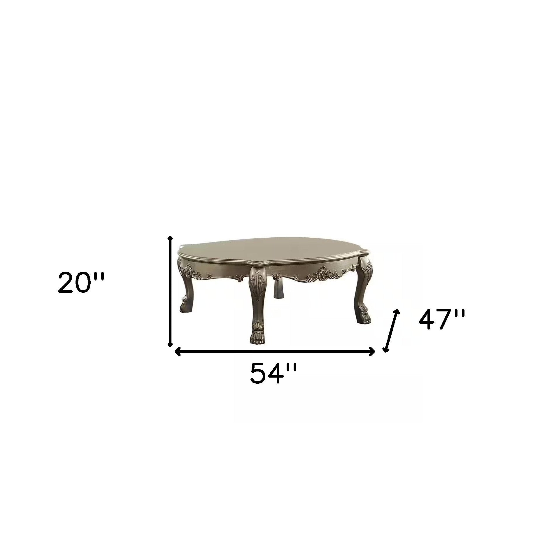 54" Gold and Bone Wood Coffee Table-6