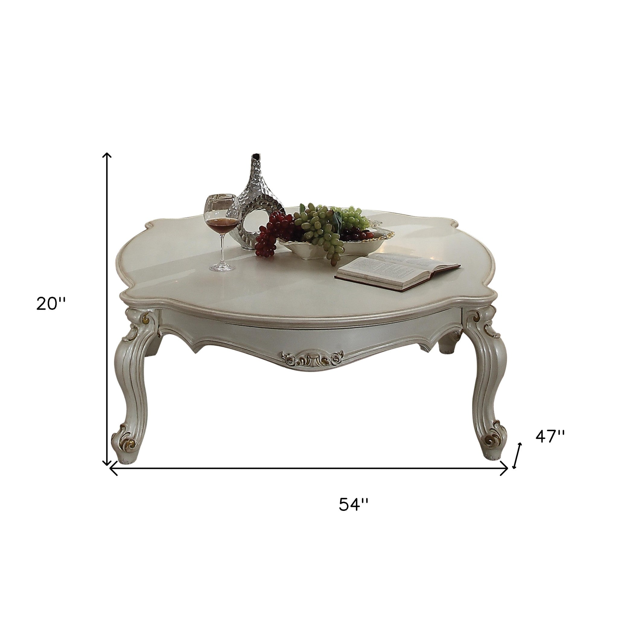 54" Pearl Wood And Polyresin Coffee Table-8