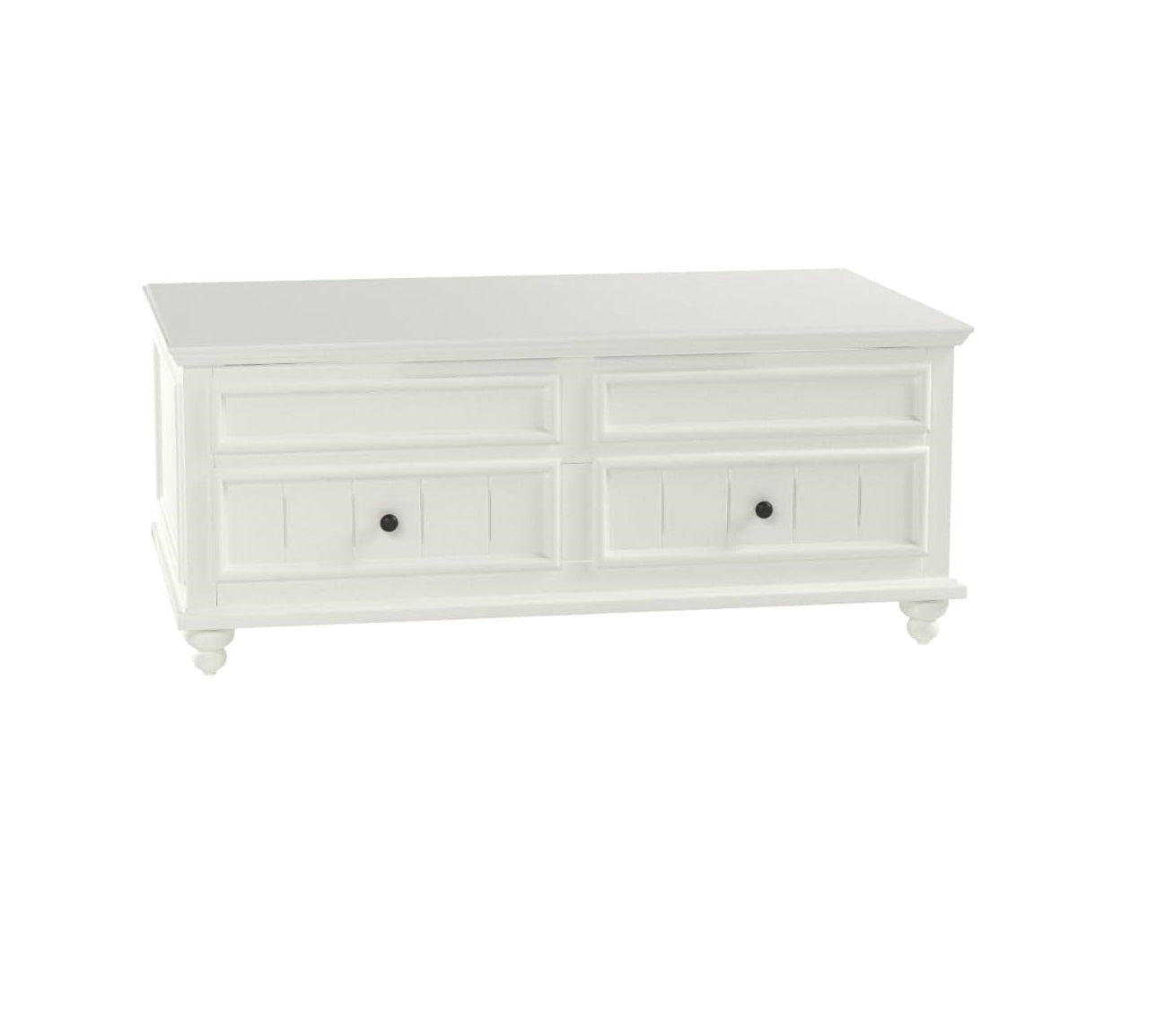 48" White Wood Lift Top Solid Coffee Table With Two Drawers-0