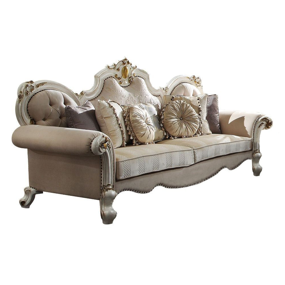 93" Pearl Velvet Sofa And Toss Pillows-1