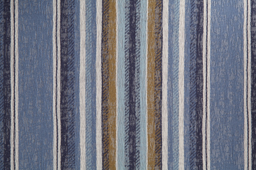 31" Blue and White Fabric Striped Wingback Chair And Toss Pillow-7