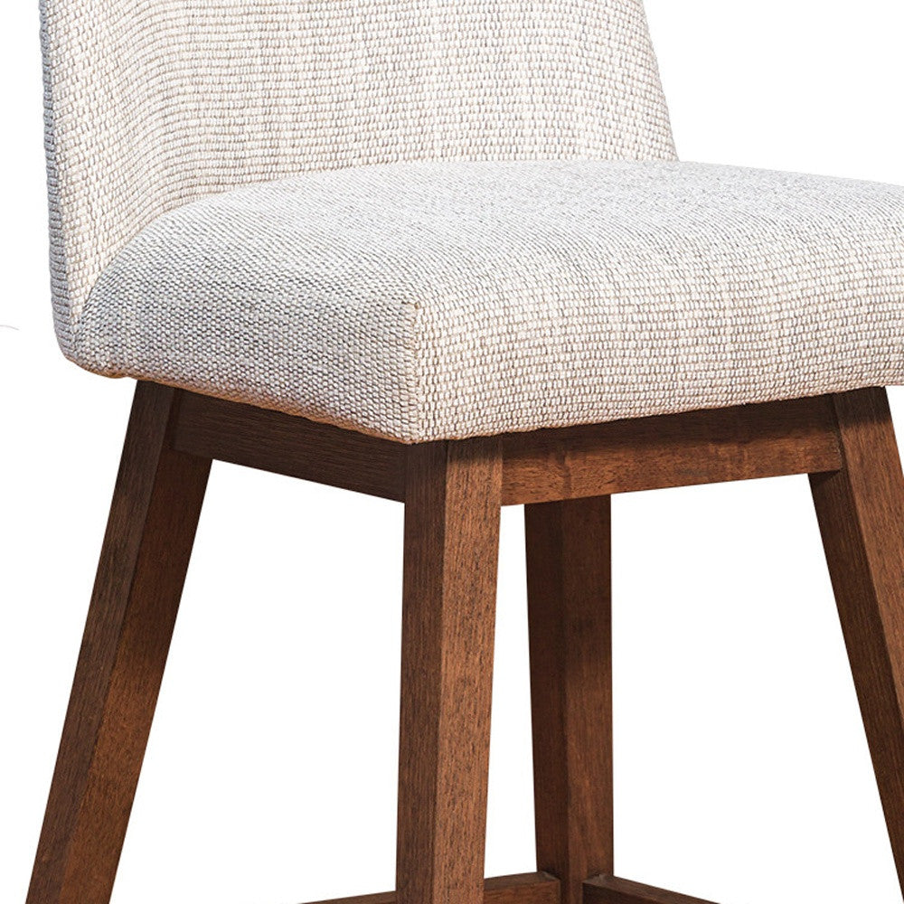 Beige and Brown Solid Wood Bar Height Swivel Bar Chair-7