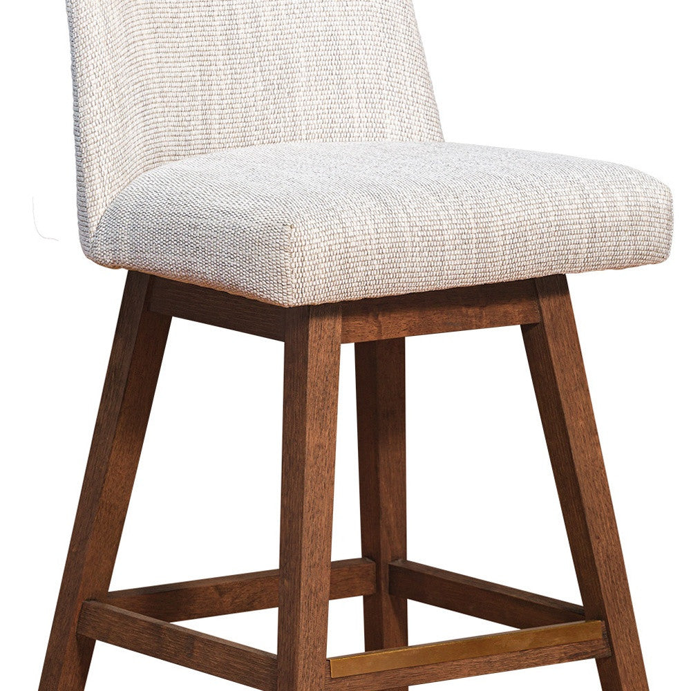 Beige and Brown Solid Wood Bar Height Swivel Bar Chair-8