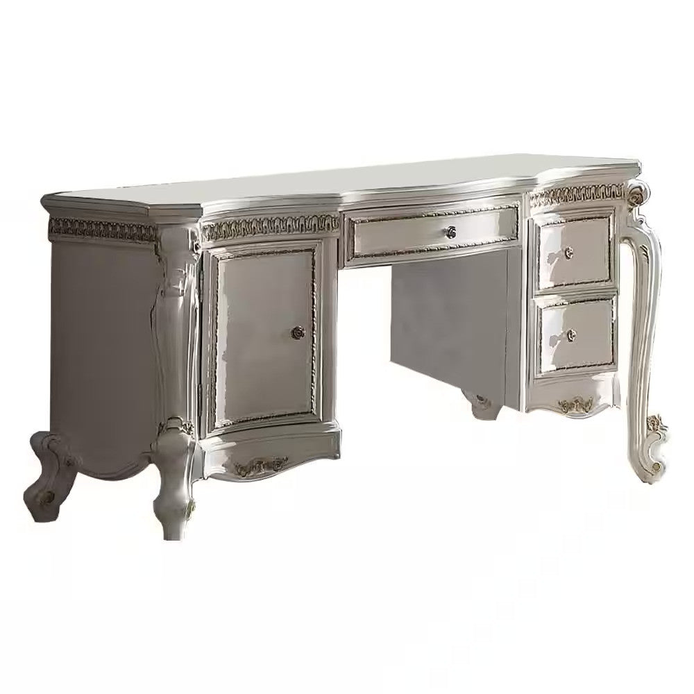 62" Pearl Wood Vanity Table With Three Drawers-2