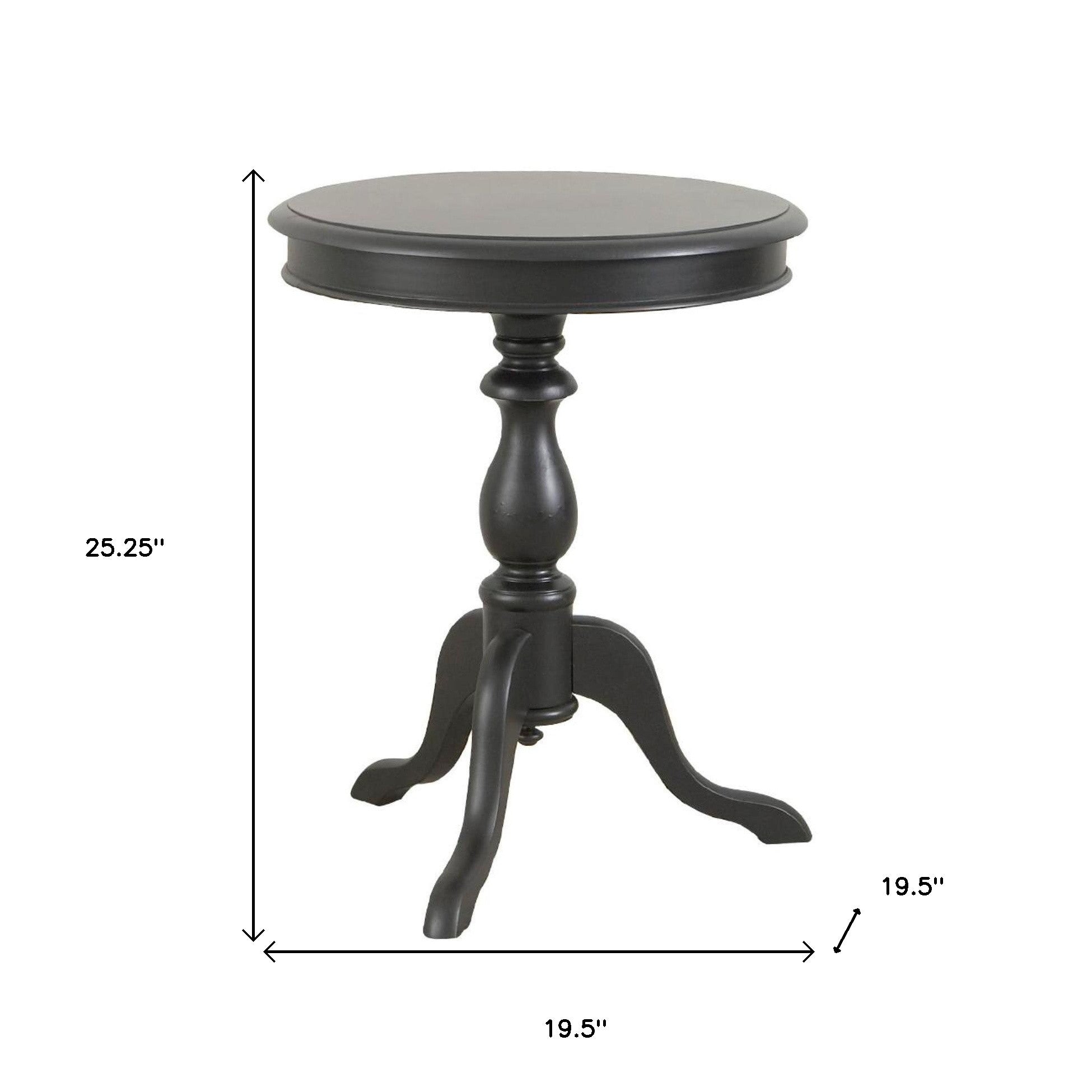 25" Black Manufactured Wood Round End Table-4
