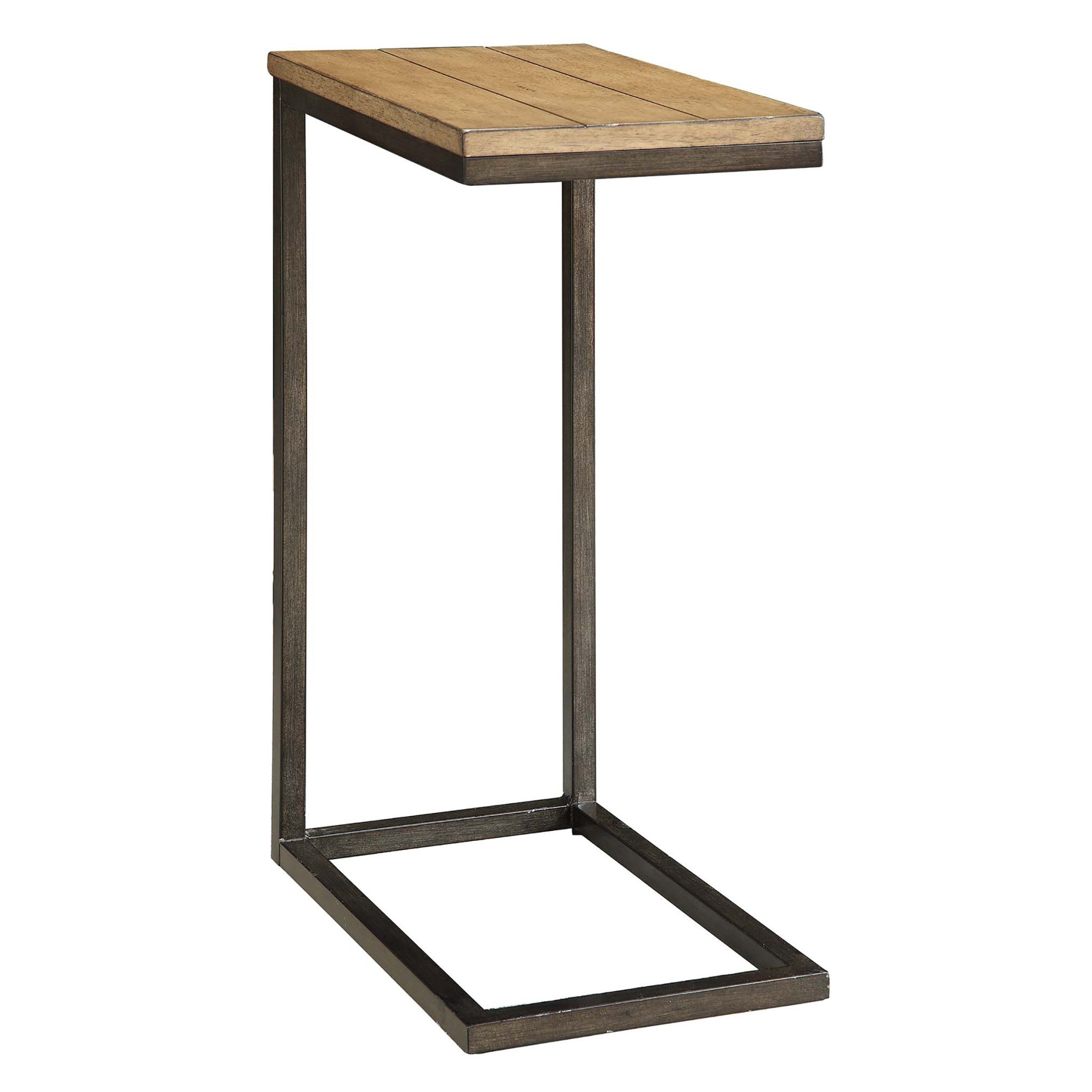 25" Black And Oak Solid Wood Rectangular End Table-0