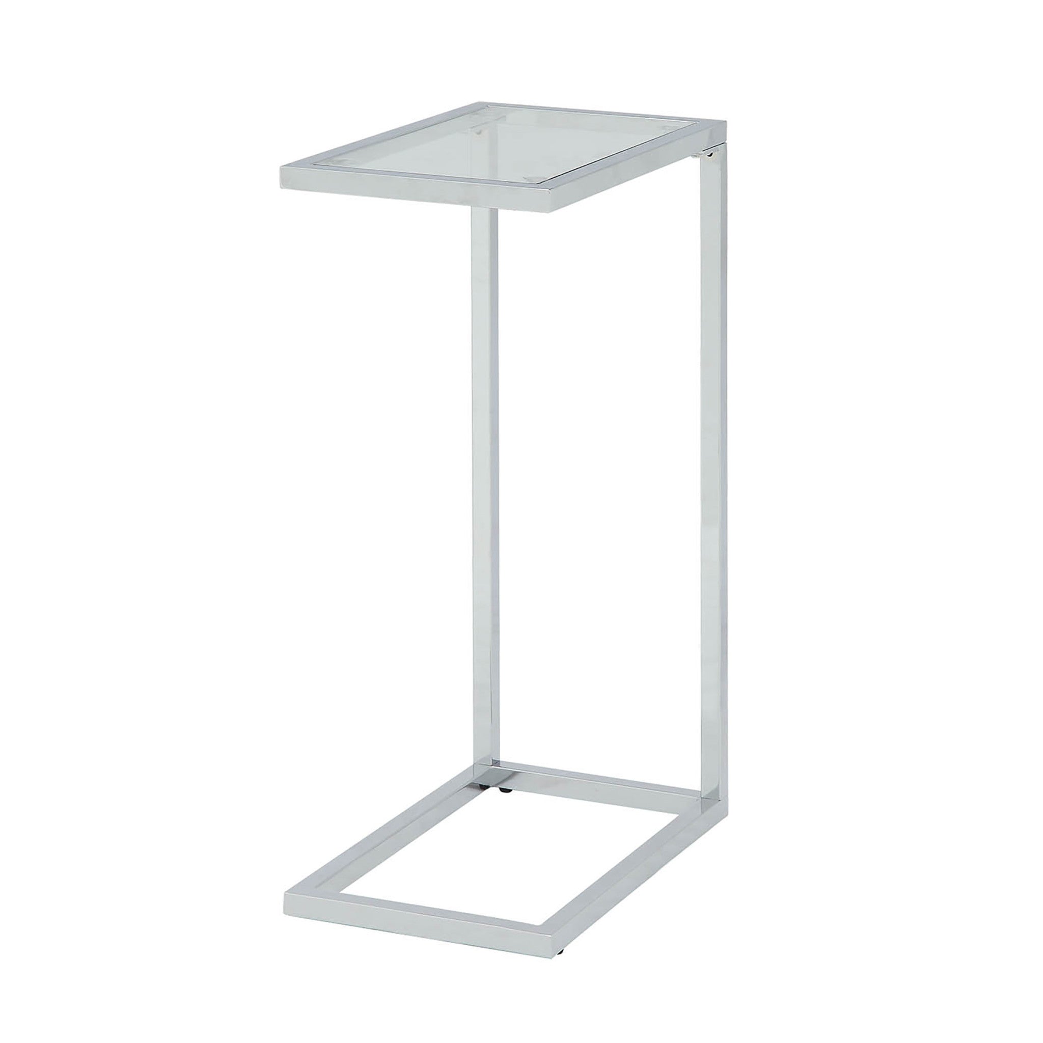 26" Clear And White Glass And Steel Sled End Table-1