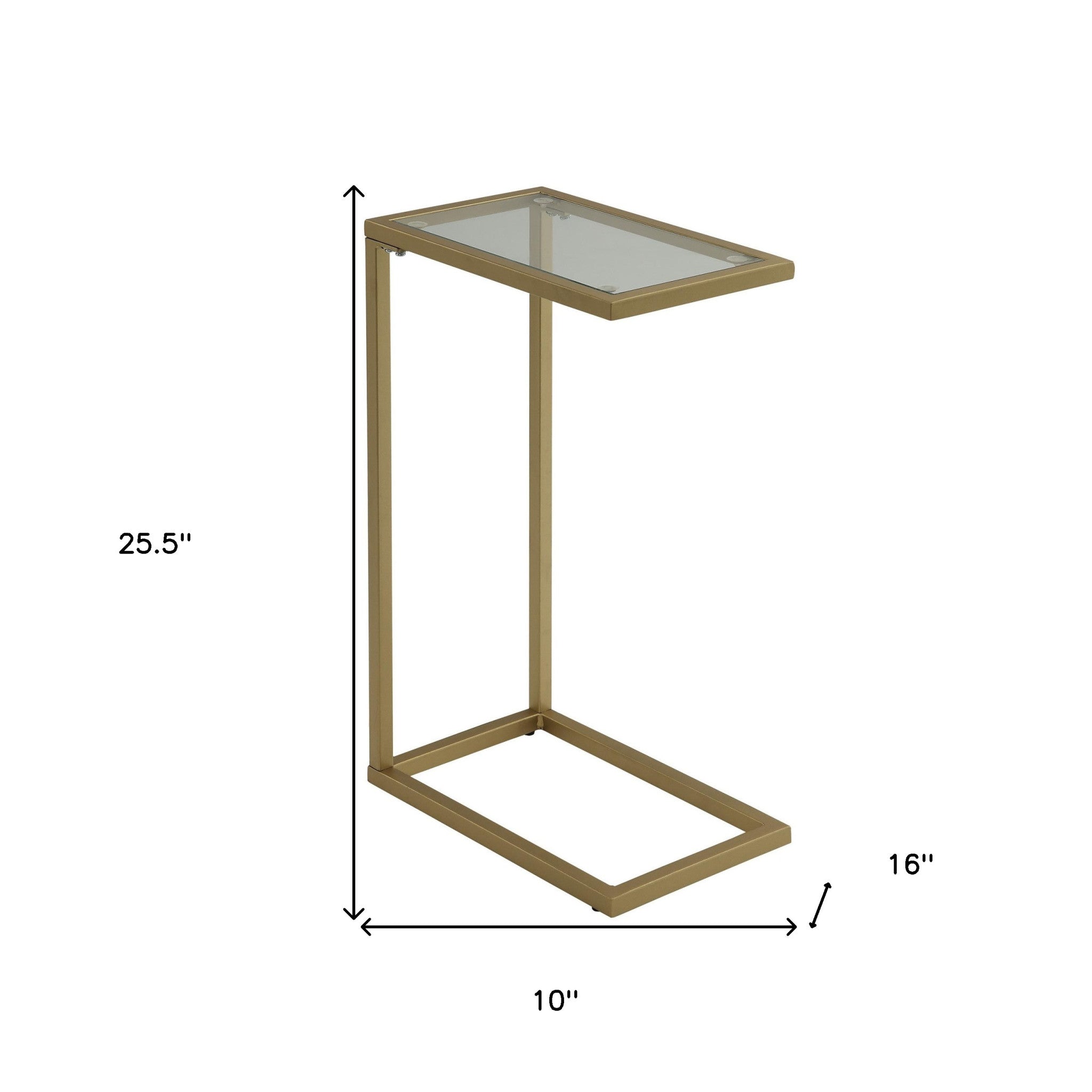 26" Gold And Clear Glass Rectangular End Table-4