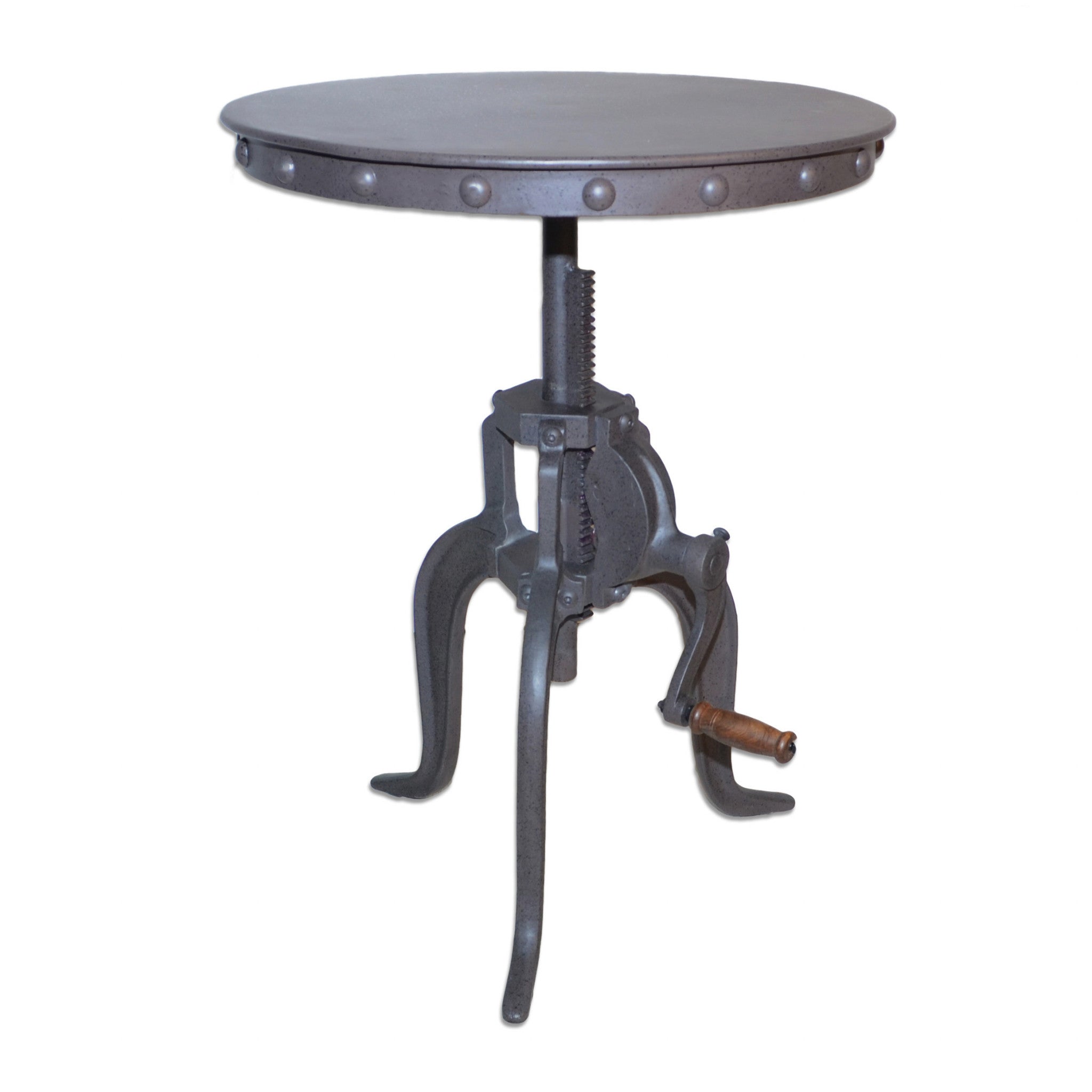 19" Gray Iron Height Adjustable Round End Table-0