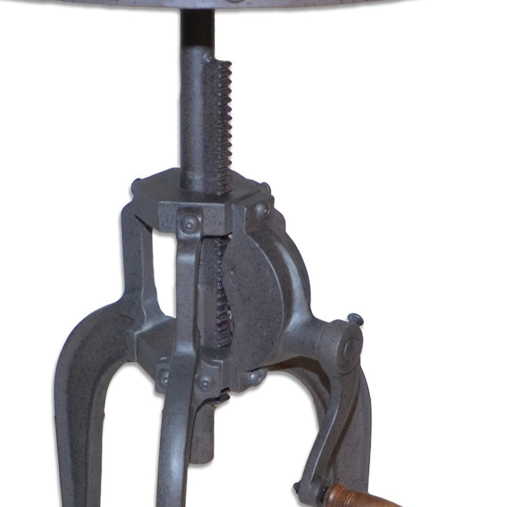 19" Gray Iron Height Adjustable Round End Table-3