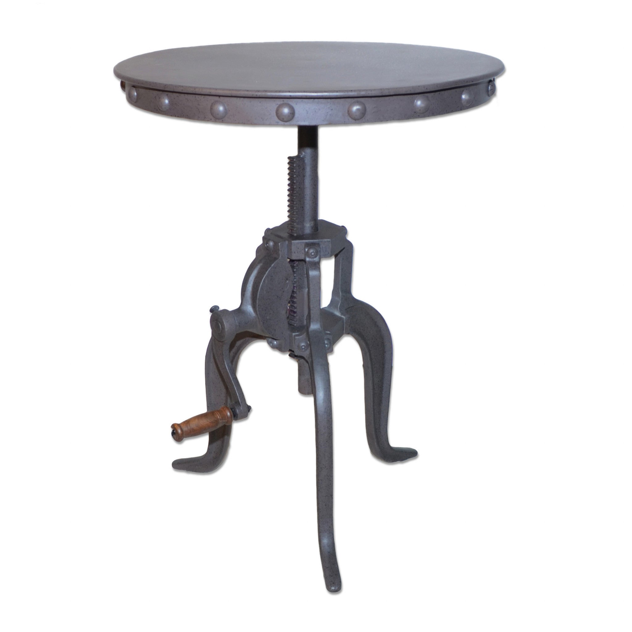 19" Gray Iron Height Adjustable Round End Table-2