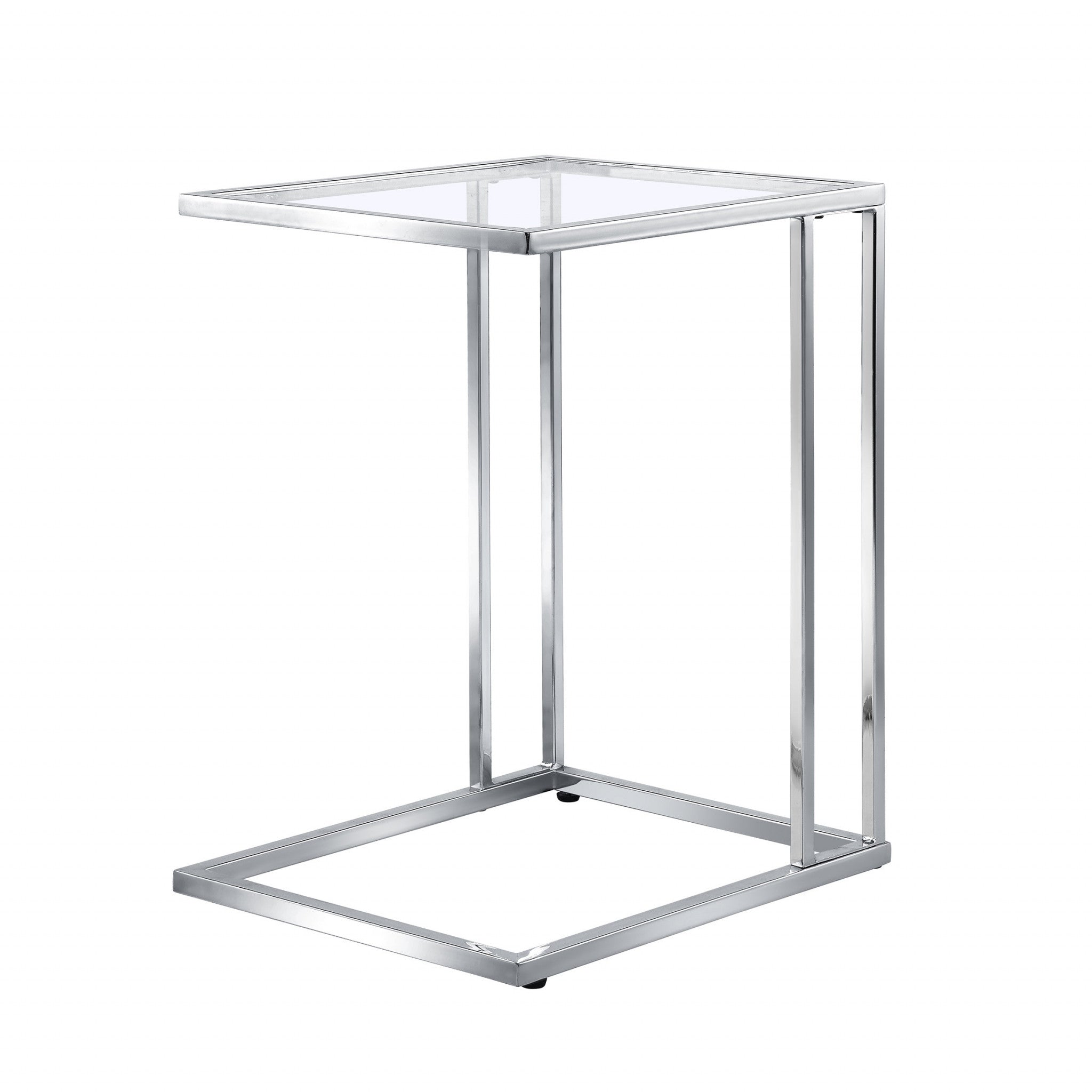 25" Chrome And Clear Glass Square End Table-0