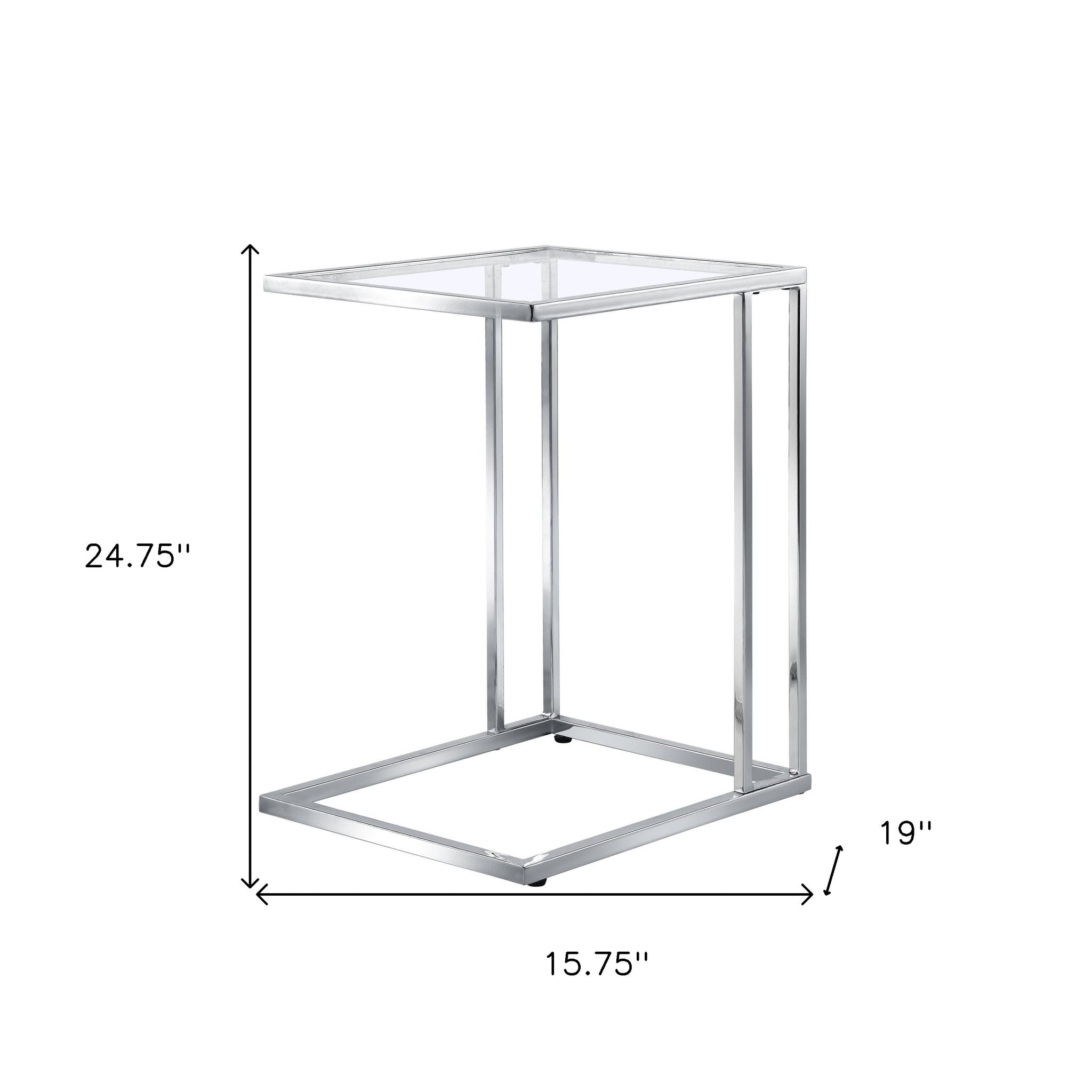 25" Chrome And Clear Glass Square End Table-4