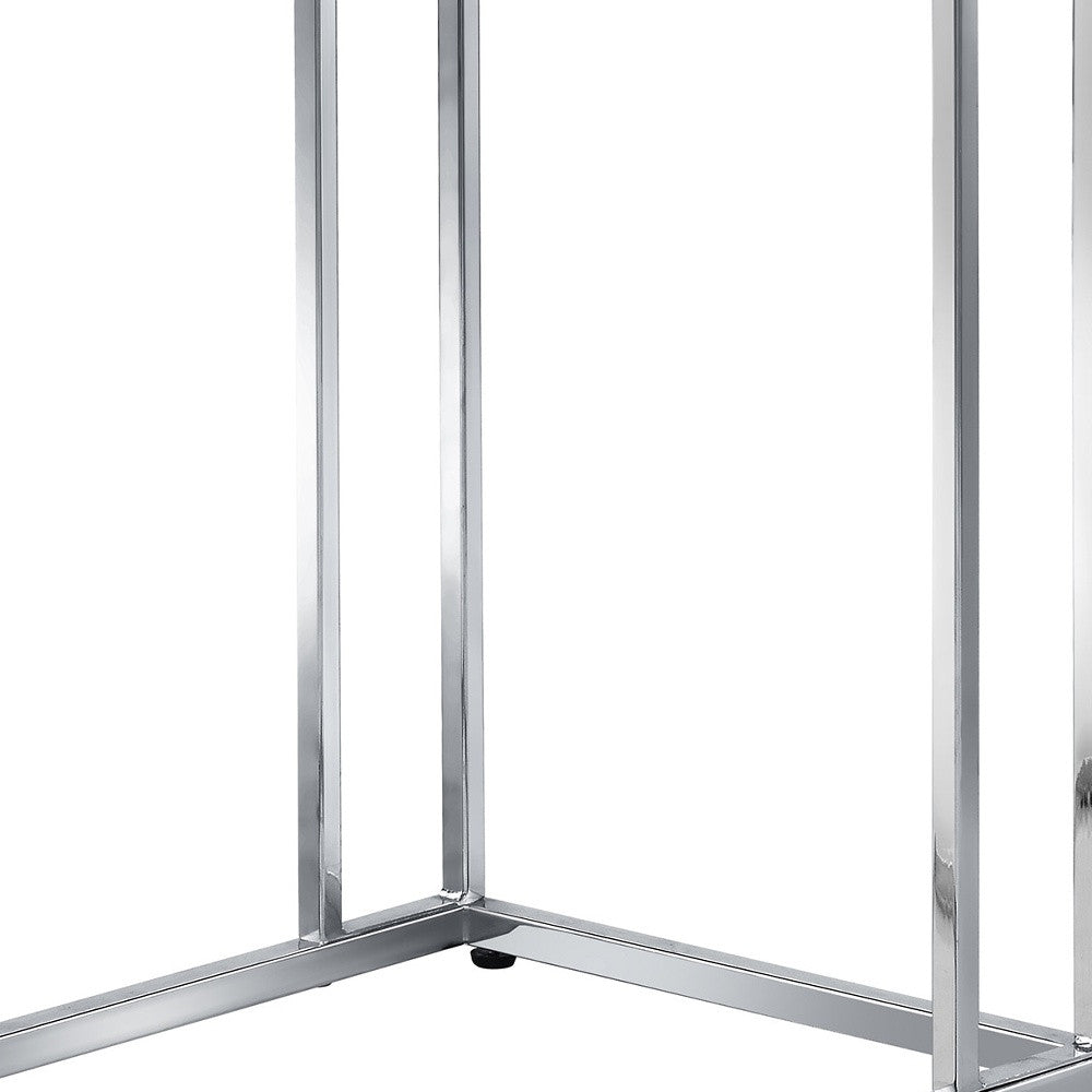 25" Chrome And Clear Glass Square End Table-2