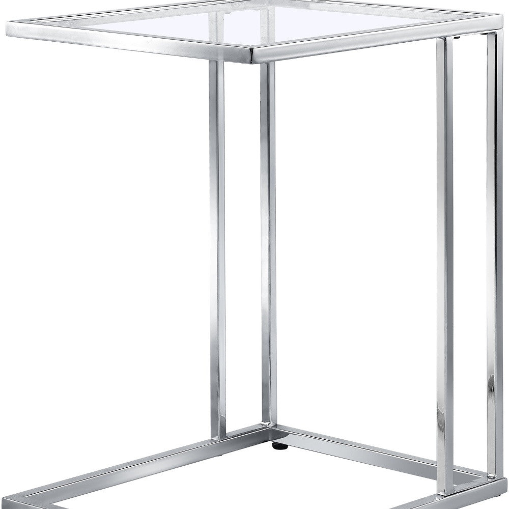 25" Chrome And Clear Glass Square End Table-3