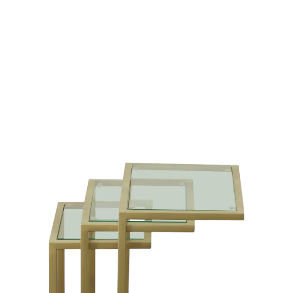24" Gold Glass Rectangular End Table-4