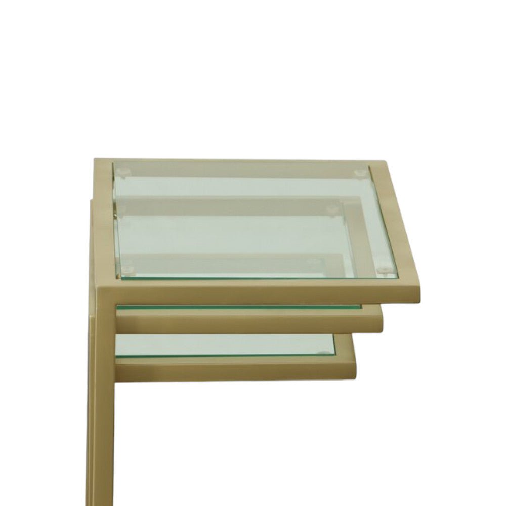 24" Gold Glass Rectangular End Table-5
