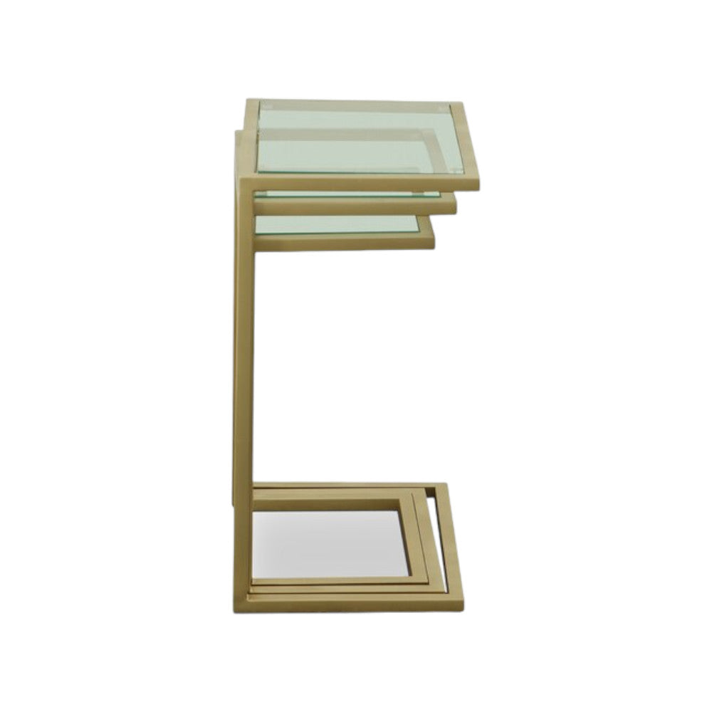 24" Gold Glass Rectangular End Table-3