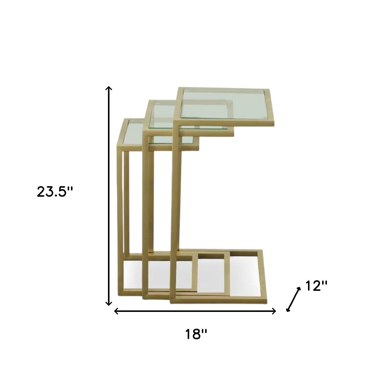 24" Gold Glass Rectangular End Table-8