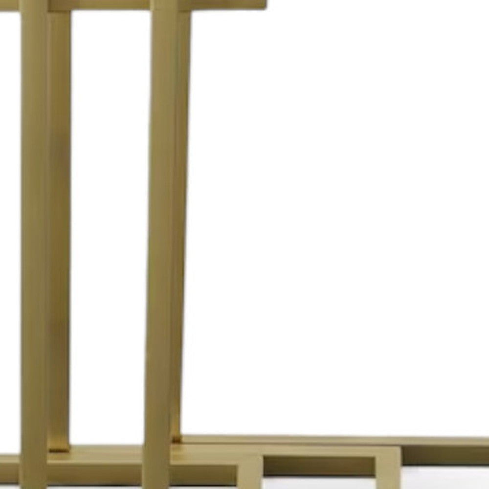 24" Gold Glass Rectangular End Table-6