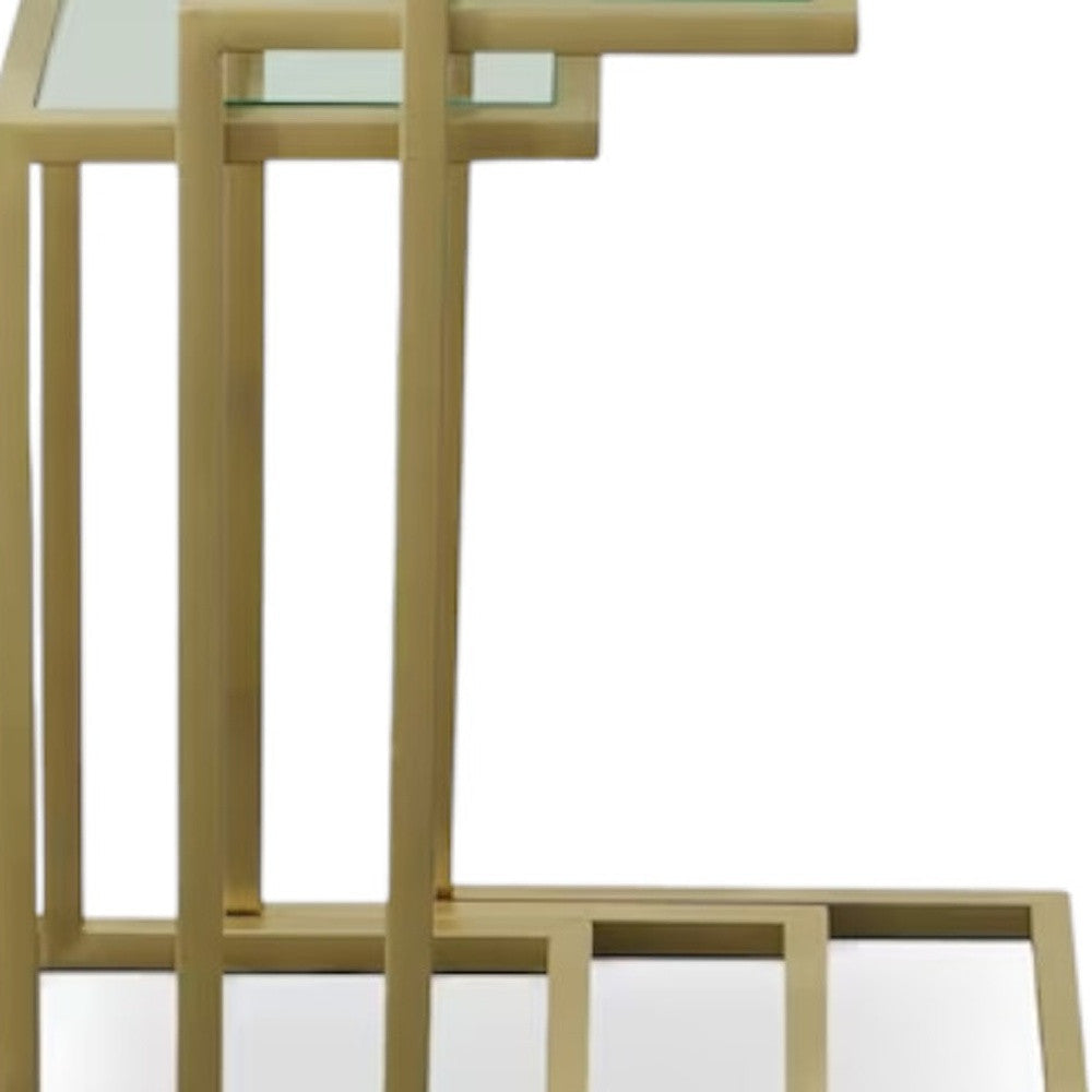 24" Gold Glass Rectangular End Table-7