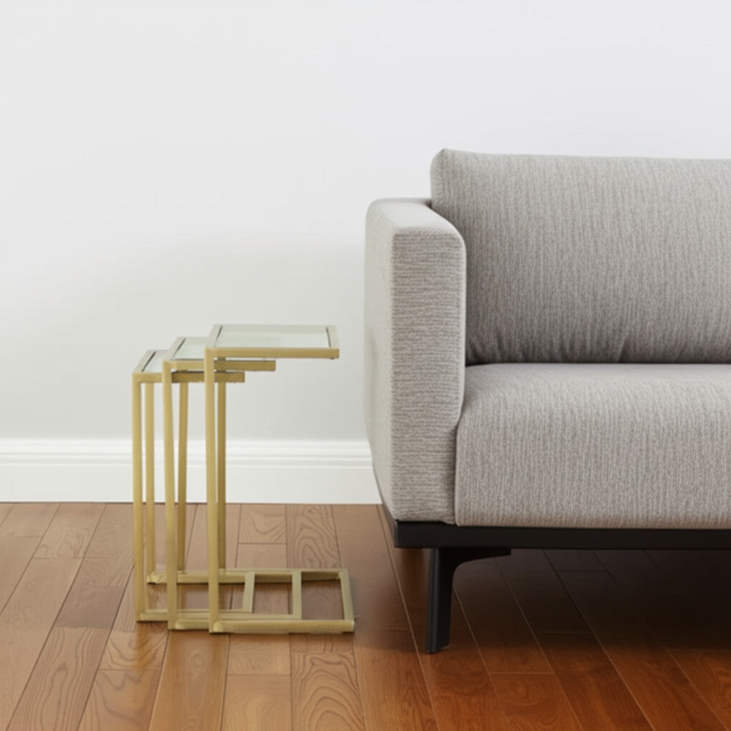 24" Gold Glass Rectangular End Table-1