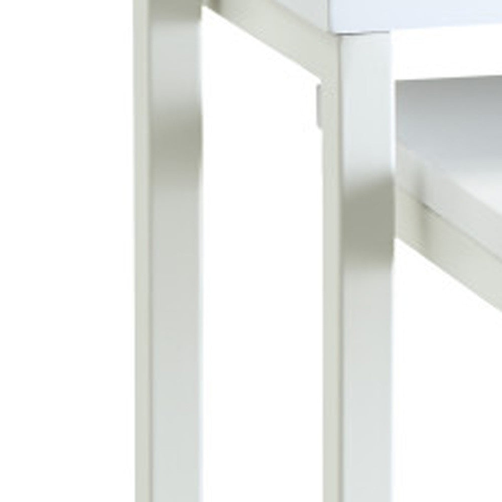 Set of Three 24" White Solid Wood And Steel Nested End Tables-2