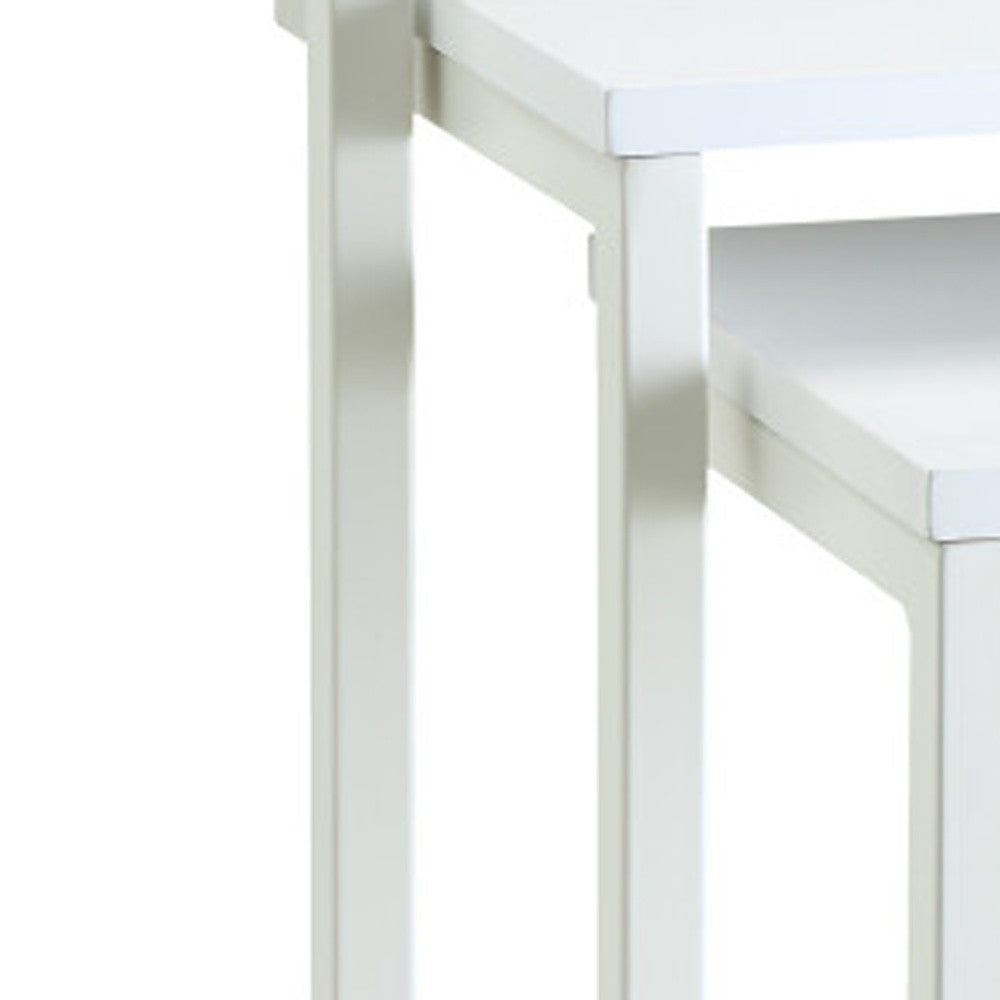Set of Three 24" White Solid Wood And Steel Nested End Tables-3