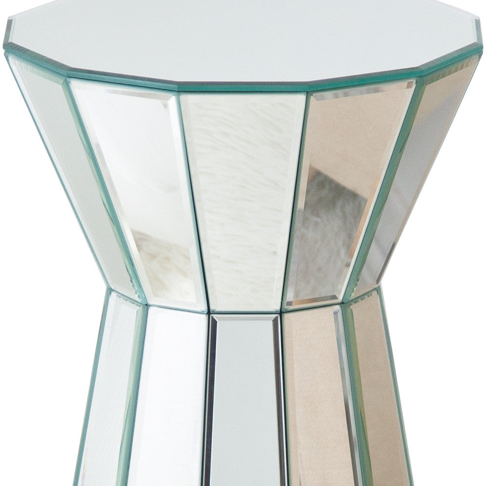 22" Silver Glass Round Mirrored End Table-2