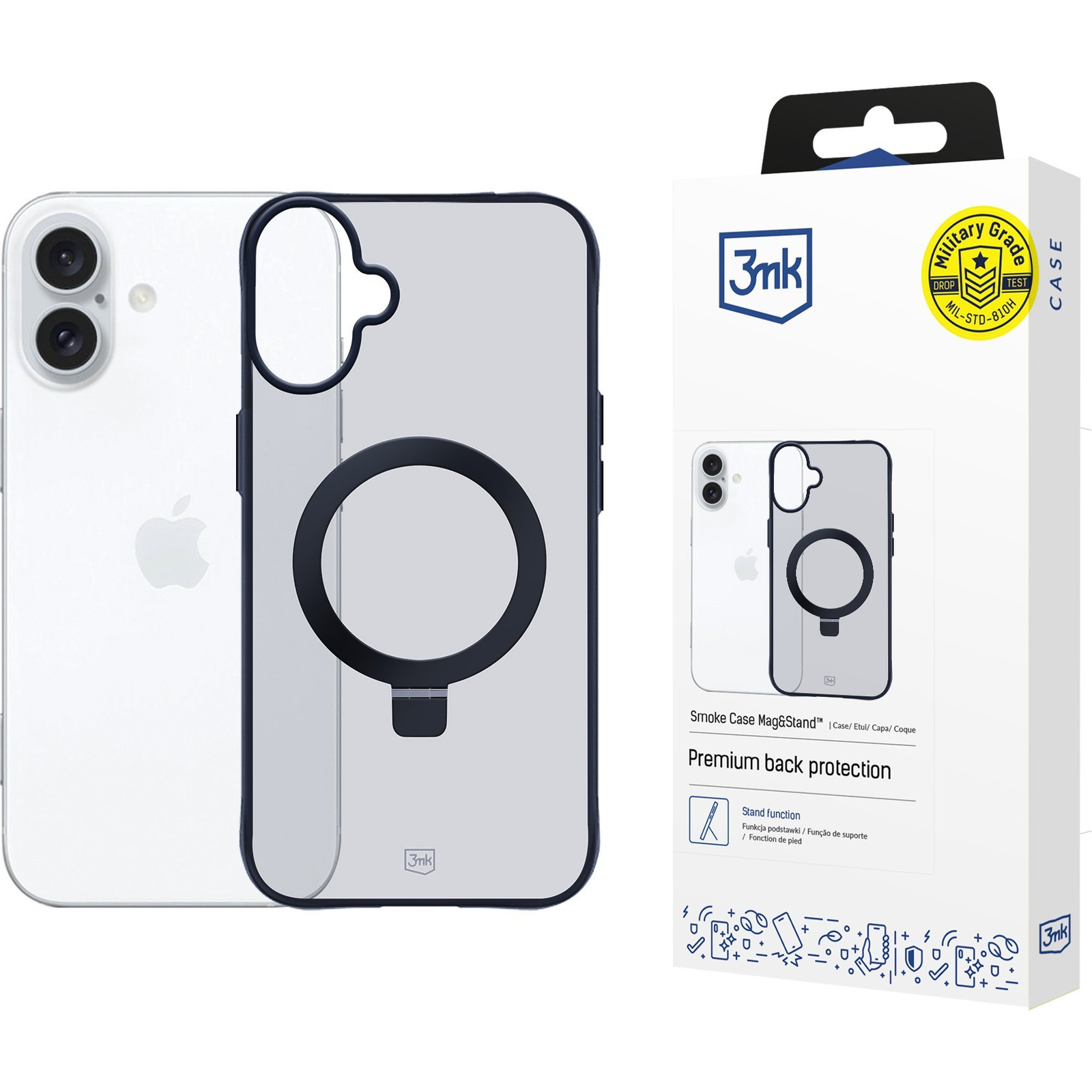 3mk Smoke Magsafe & Stand Tokkitámasztóval iPhone 16 Plus - Fekete (3MK15675)-0