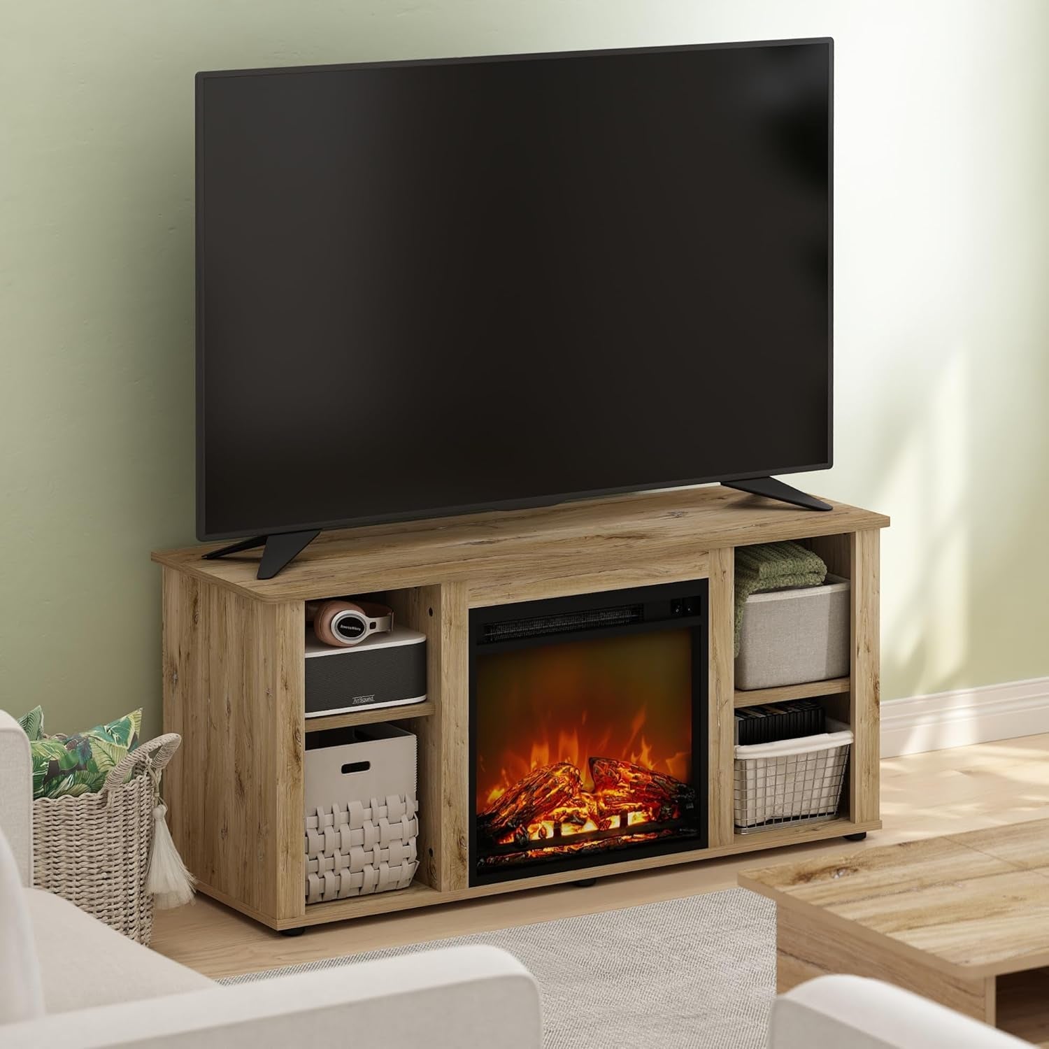 Jensen TV Stand With Electric Fireplace For 55 Inch TVs-1