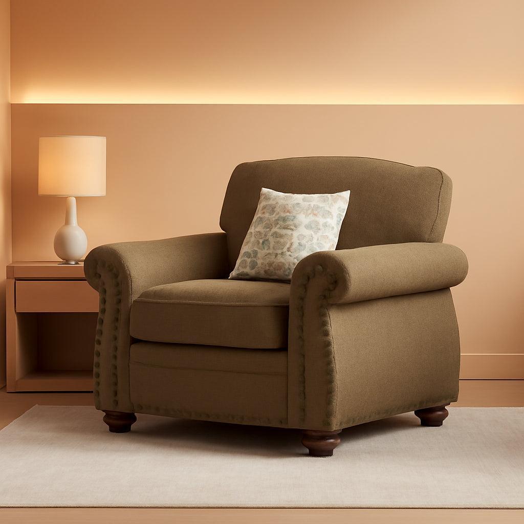 Brown Nailhead Trim Armchair For Living Room Decor Accent-0