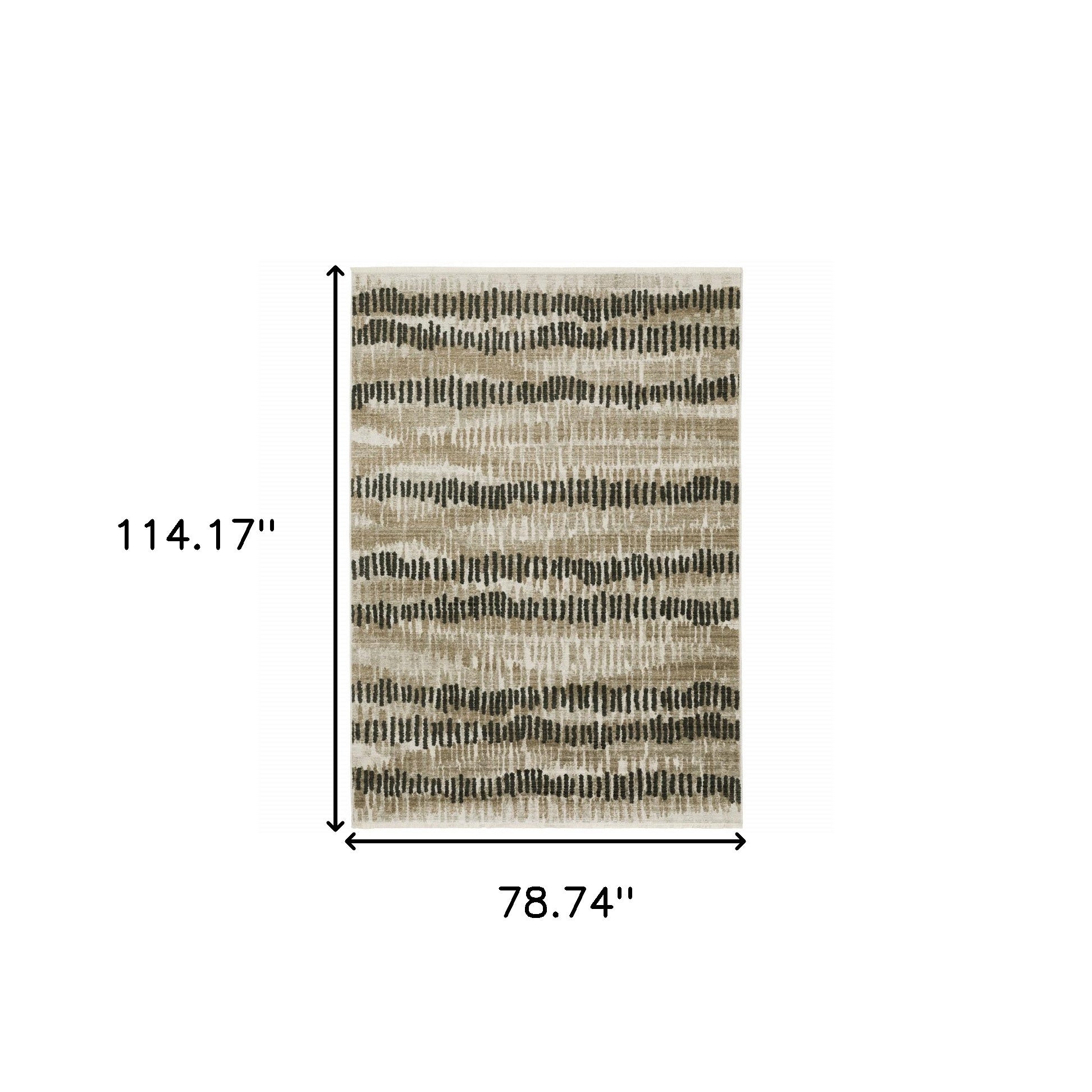 6' X 9' Beige Ivory Charcoal Brown Tan And Grey Abstract Power Loom Stain Resistant Area Rug With Fringe-2